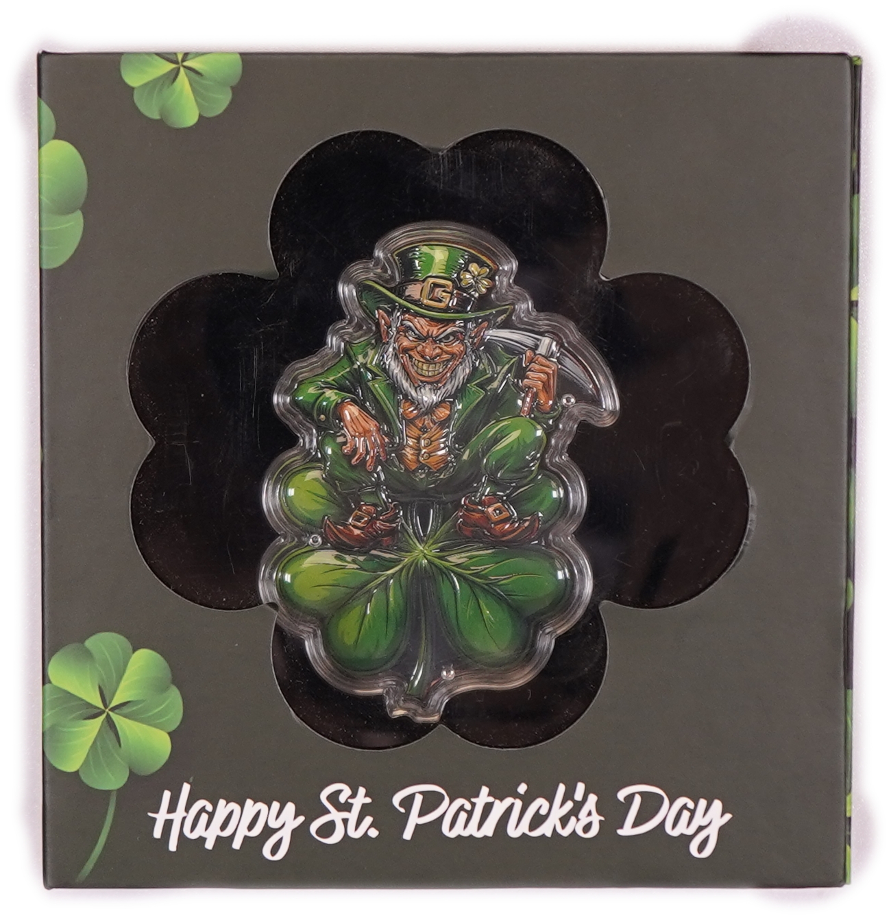 Bullion Bars - "Good Luck" Shaped Copper Bar - Leprechaun and Four-Leaf Clover - .999 Copper, 100g - 1 3
