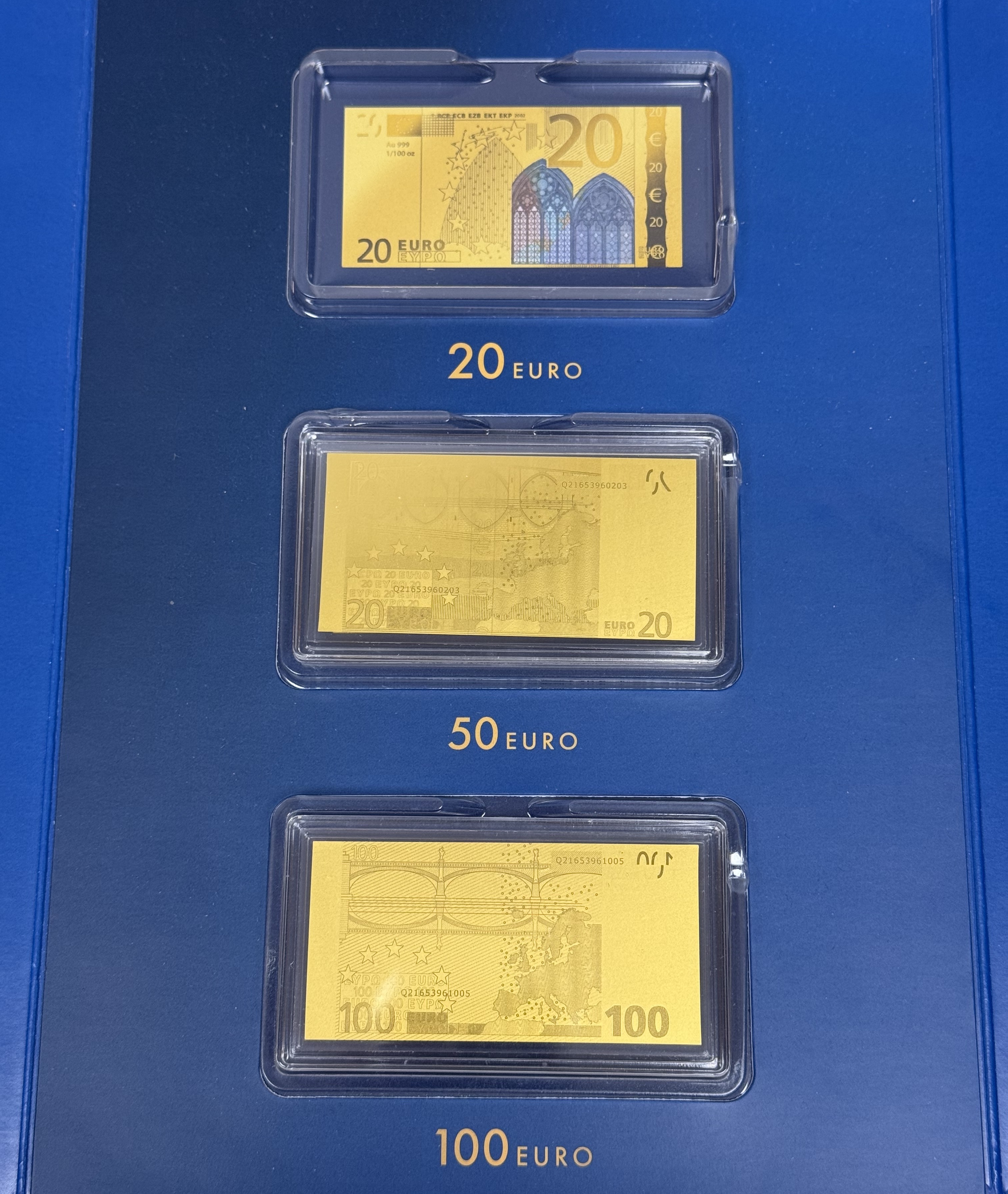Germany - Gold Bars - Euro Banknotes in Pure Gold Series - 7 Gold .999 Bars - Approximately 1.93g Pure Gold in ... - 1 5