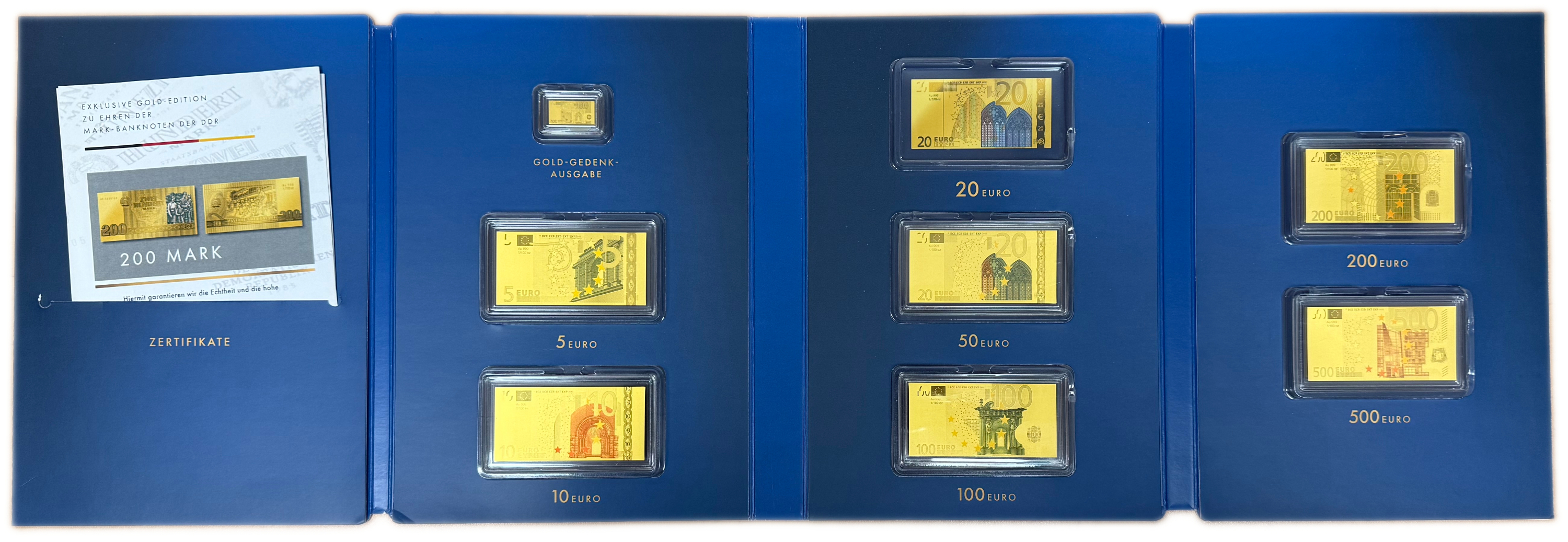 Germany - Gold Bars - Euro Banknotes in Pure Gold Series - 7 Gold .999 Bars - Approximately 1.93g Pure Gold in ... - 1 0