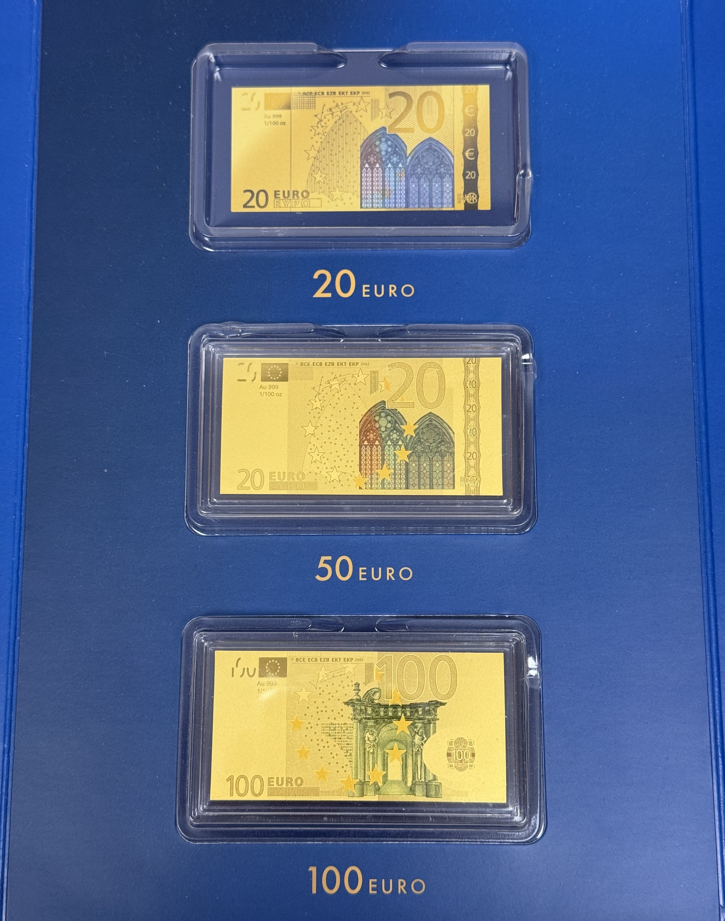 Germany - Gold Bars - Euro Banknotes in Pure Gold Series - 7 Gold .999 Bars - Approximately 1.93g Pure Gold in ... - 1 4