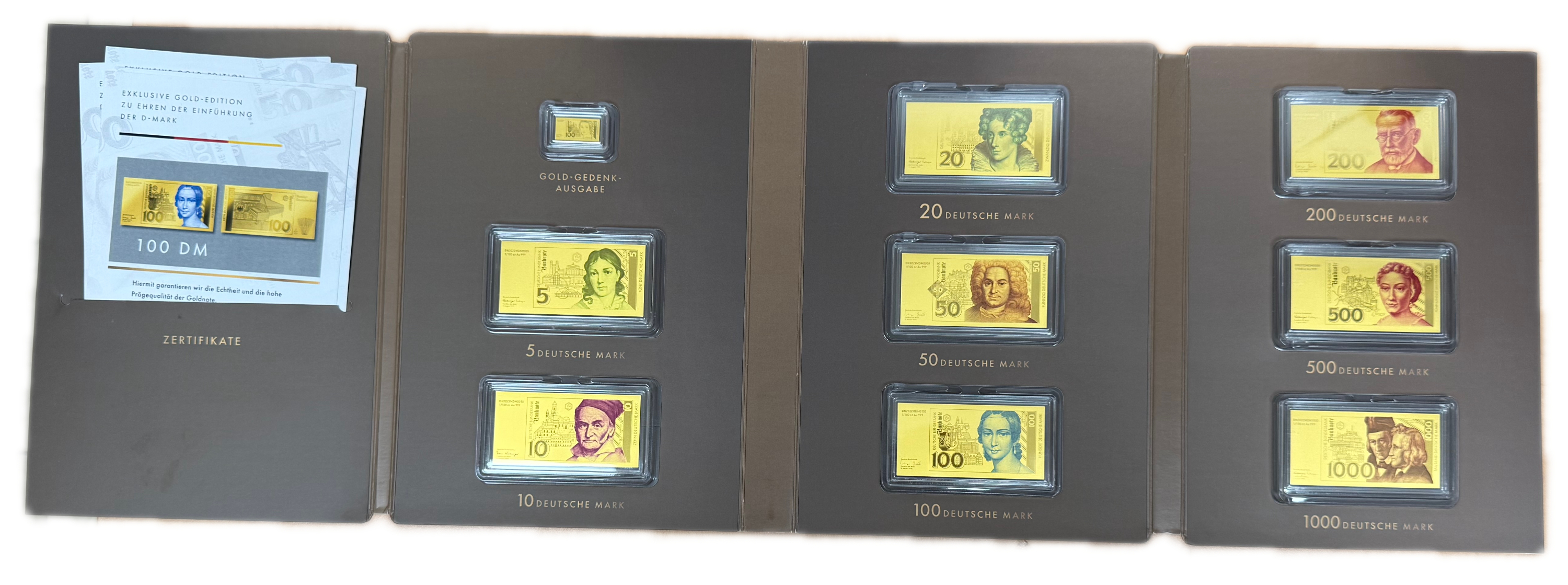 Germany - Gold Bars - German Deutsche Mark Banknotes Series - 9 Gold .999 Bars - Approximately 2.55g Pure Gold in ... - 1 0