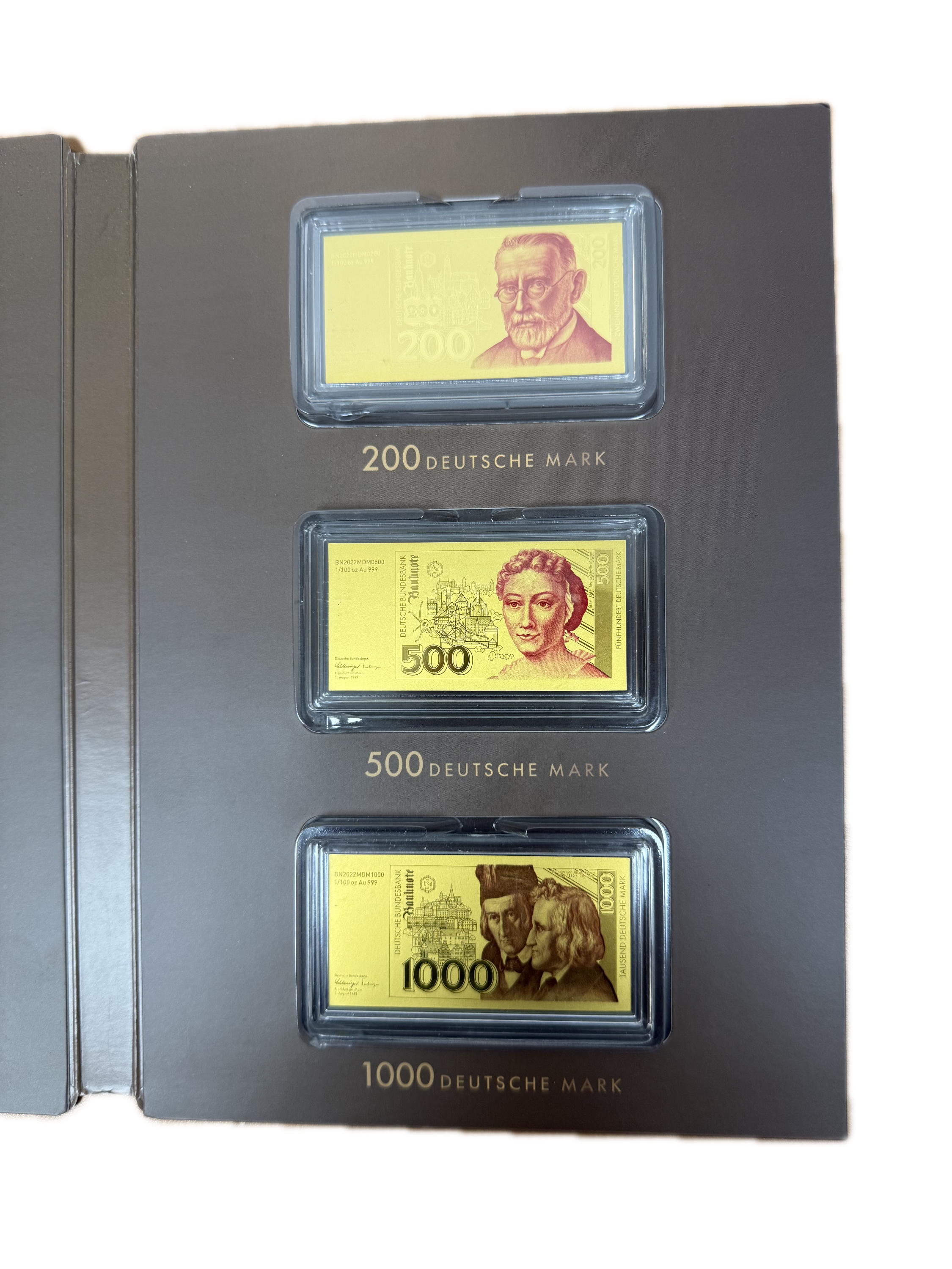 Germany - Gold Bars - German Deutsche Mark Banknotes Series - 9 Gold .999 Bars - Approximately 2.55g Pure Gold in ... - 1 1