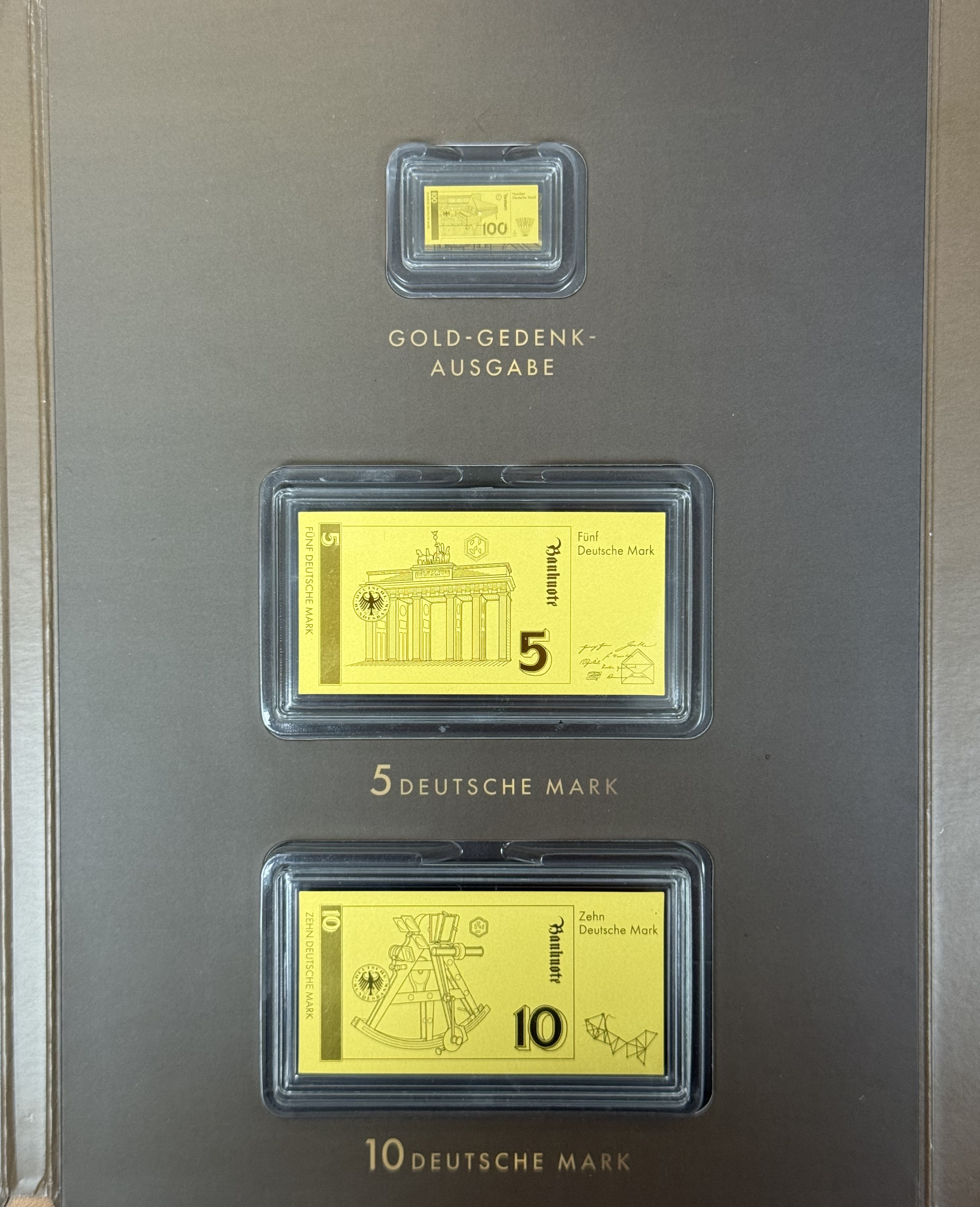 Germany - Gold Bars - German Deutsche Mark Banknotes Series - 9 Gold .999 Bars - Approximately 2.55g Pure Gold in ... - 1 6