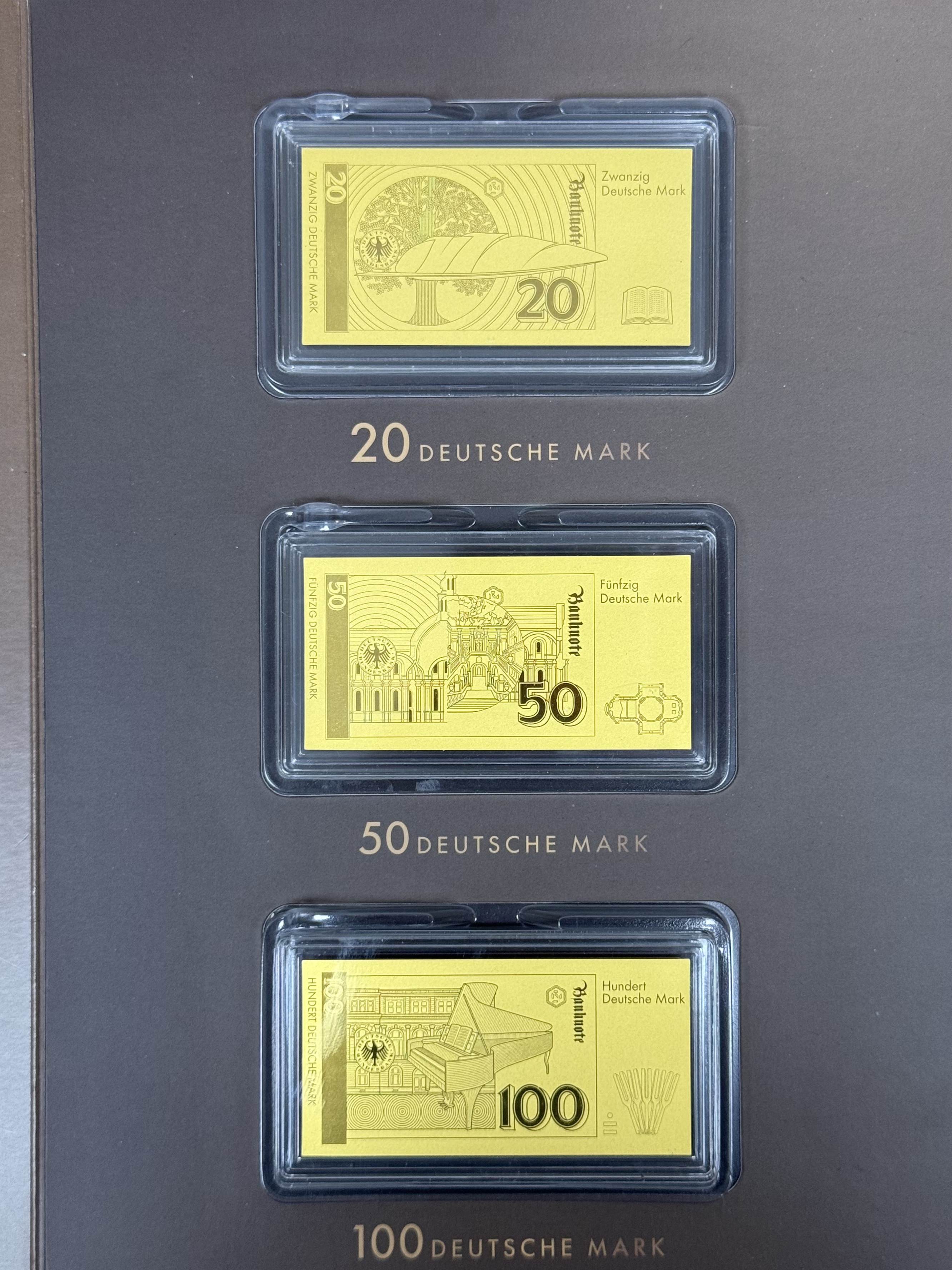 Germany - Gold Bars - German Deutsche Mark Banknotes Series - 9 Gold .999 Bars - Approximately 2.55g Pure Gold in ... - 1 4
