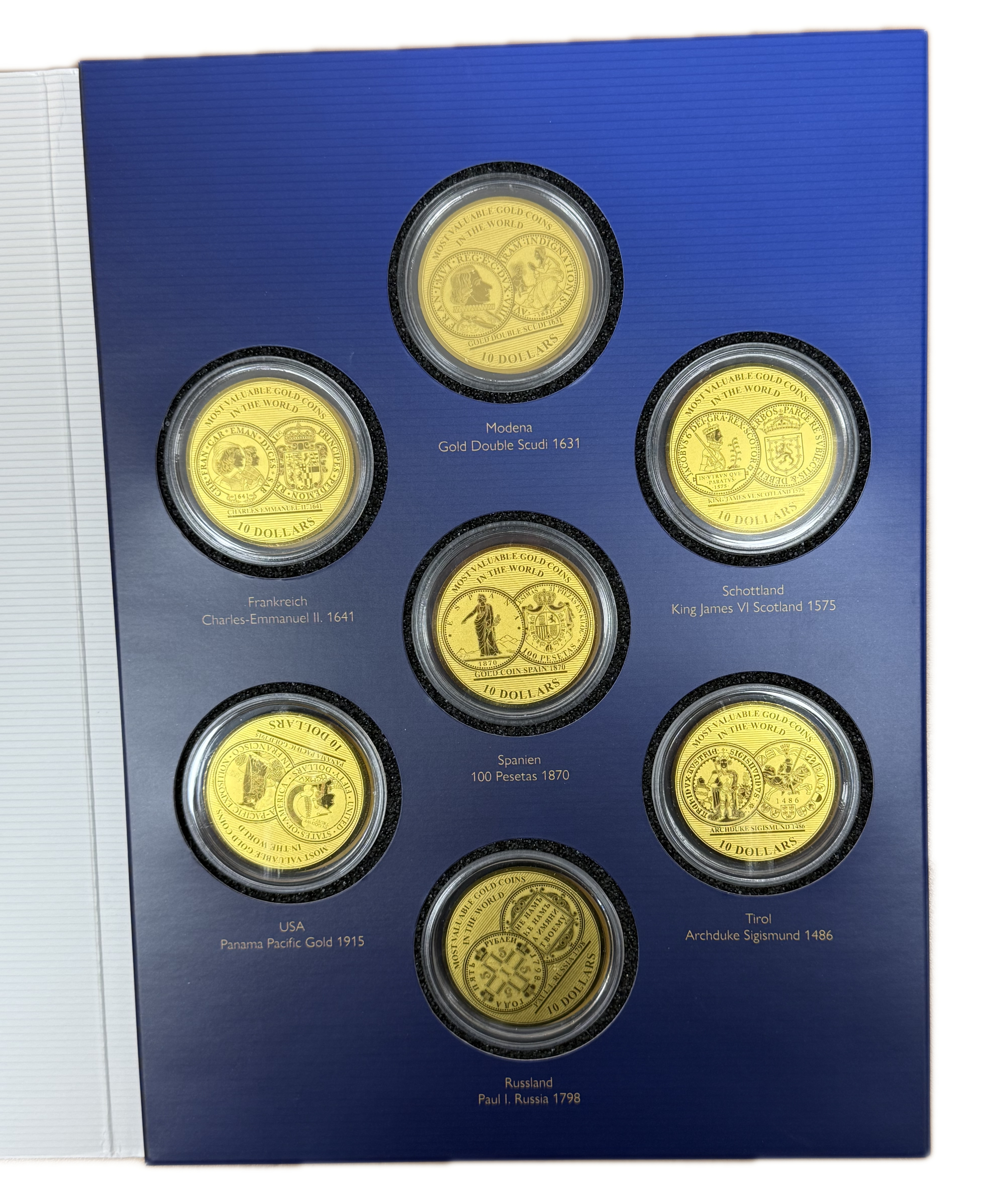 Solomon Islands - “The World’s Most Valuable Gold Coins” Series 2019 - 7×10 Dollar Coins - .9999 Gold ... - 1 1