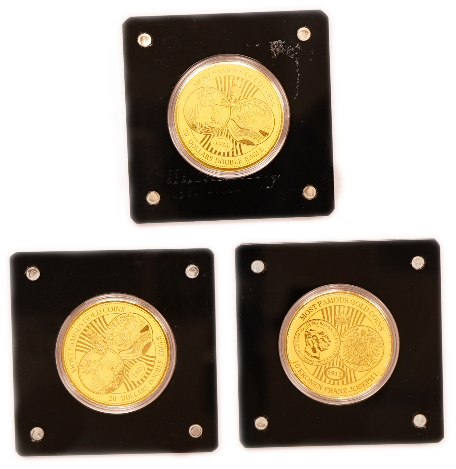 Niger - 100 Francs CFA 2021-2022 - Most Famous Gold Coins - Set of 3 Gold 999 Coins, 0.16g Each (approx. 0.48g Gold ...