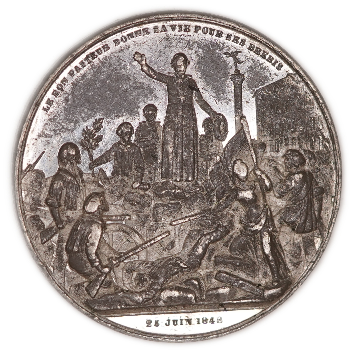 France - Medal Commemorating Archbishop Denis Affre - June 1848 Uprising - Silver / Silvered Metal - 1 0