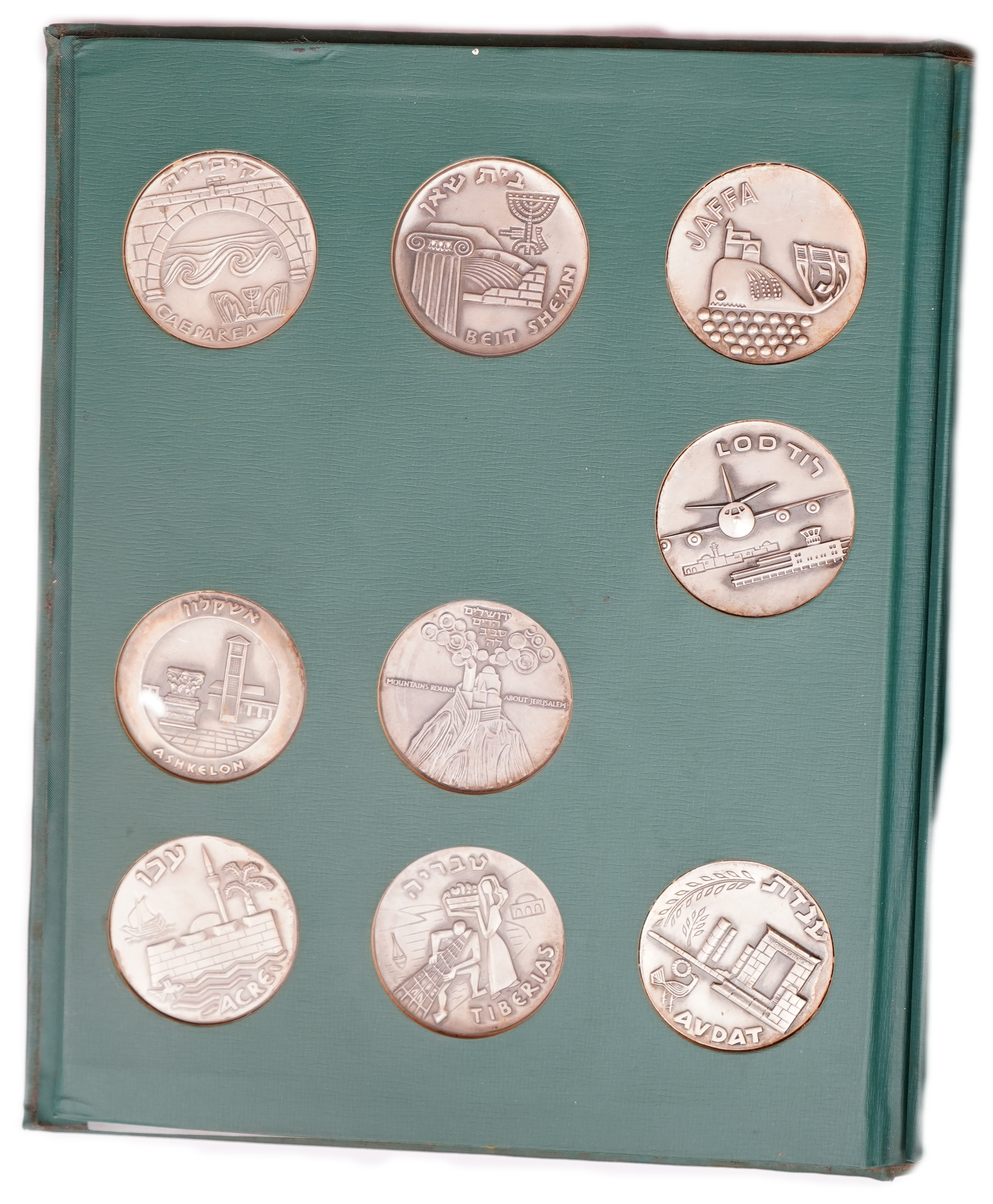 Israel - Set of 9 “Coins of the Historic Cities of Israel” Medals - 1965 - Silver 935, 432g (approx. 403.92g pure ... - 1 1