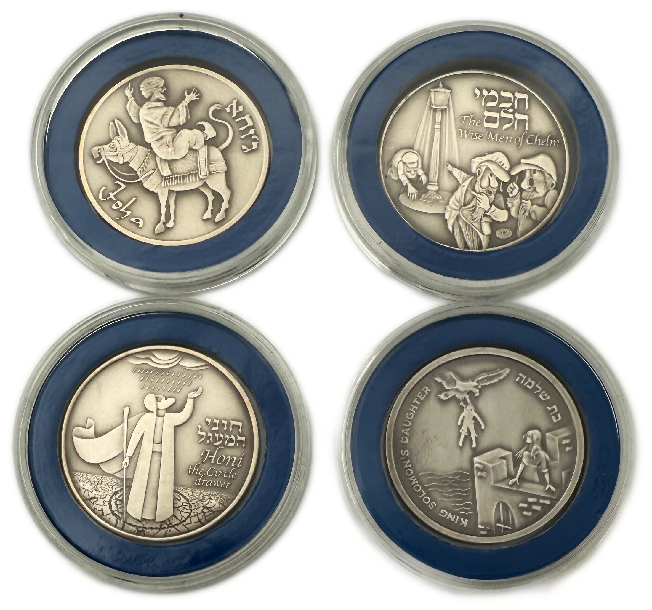 Israel - 4 Silver Medals "The Wise Men of Chalam" - Jewish Folktales - 31.1g (Total 124.4g, 4oz), 999 Silver - 1 0