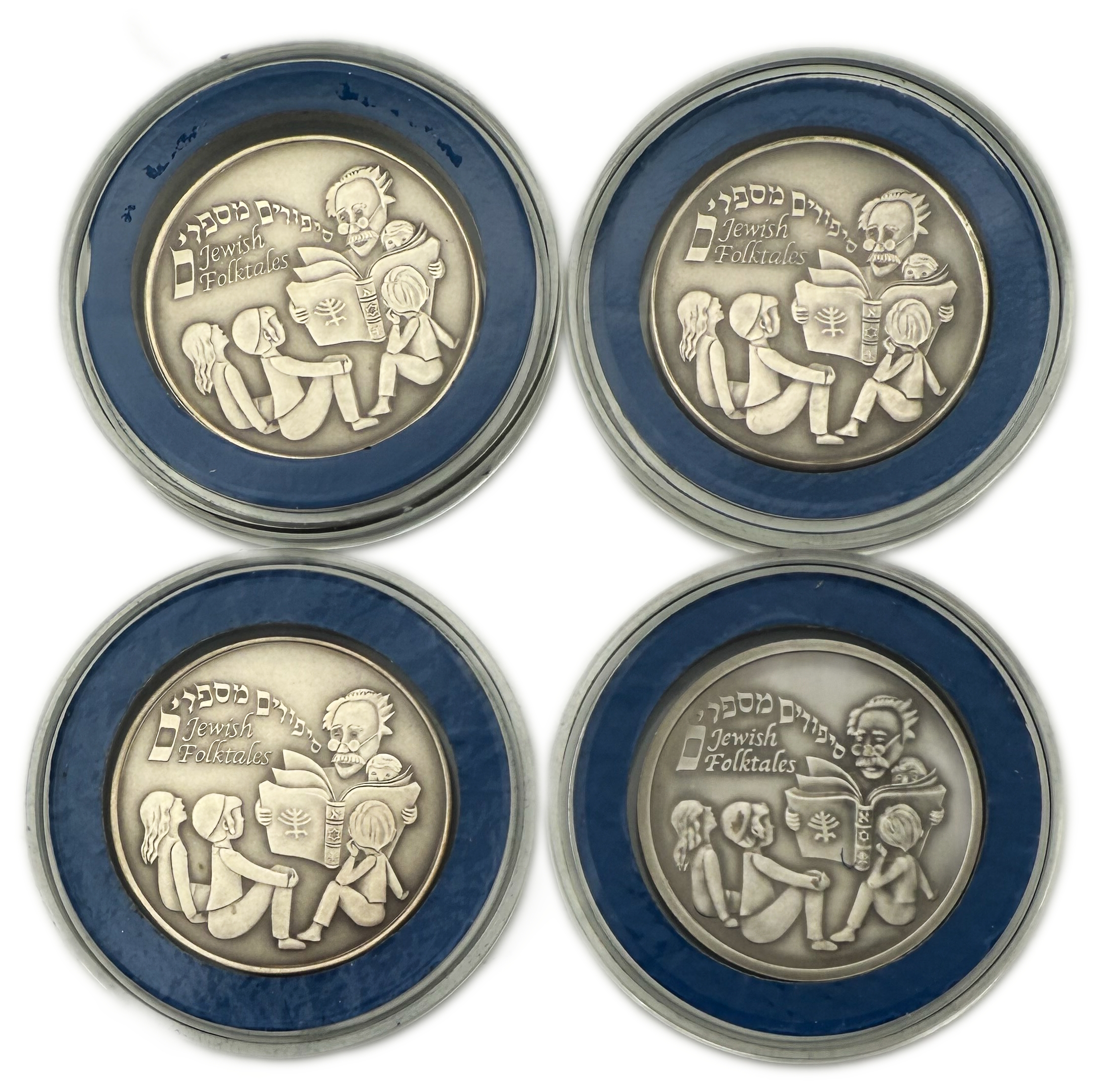 Israel - 4 Silver Medals "The Wise Men of Chalam" - Jewish Folktales - 31.1g (Total 124.4g, 4oz), 999 Silver - 1 1