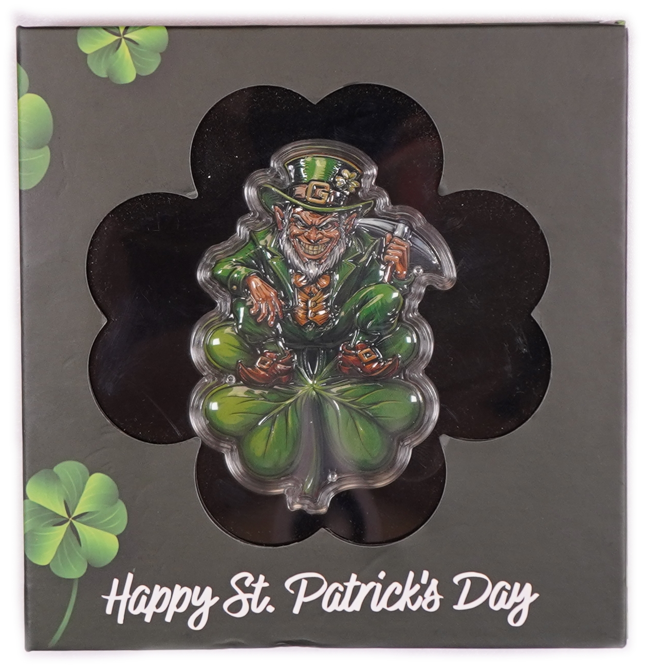 Bullion Bars - "Good Luck" Shaped Copper Bar - Leprechaun and Four-Leaf Clover - .999 Copper, 100g - 1 3