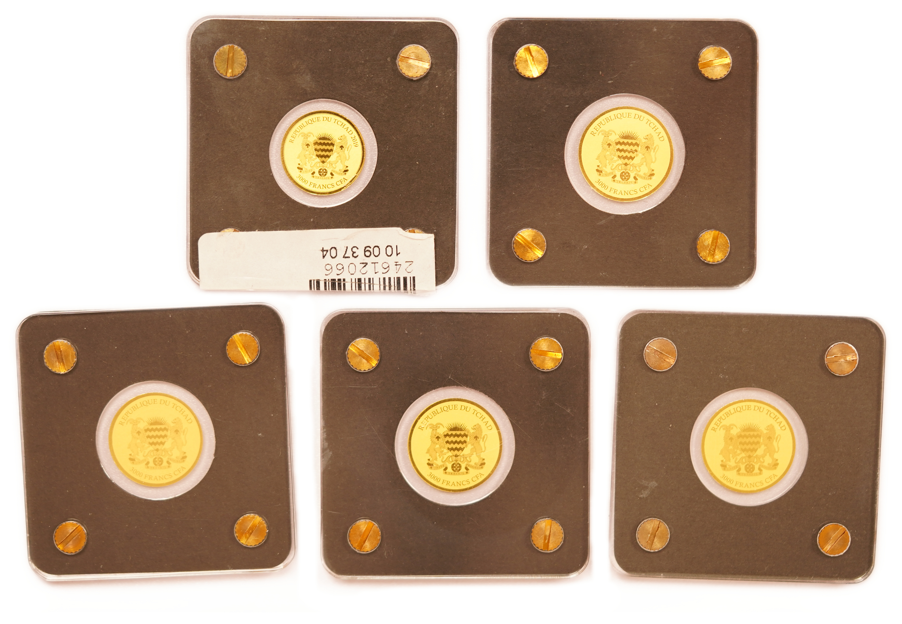 Chad - 3,000 Francs CFA - German Landmarks and Historic Events - Lot of 5 Gold 999 Coins, 1/500oz Each (approx. ... - 1 1