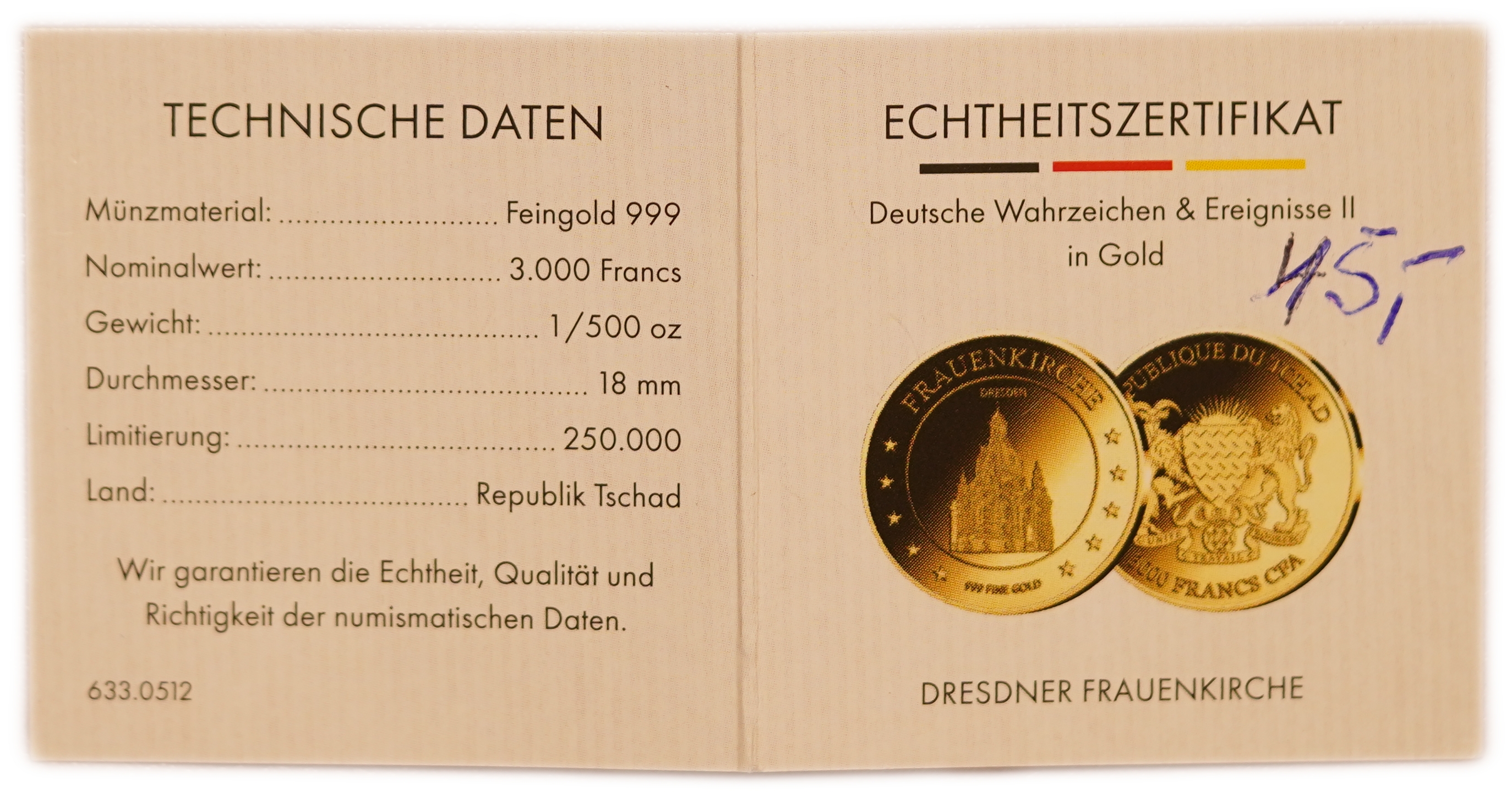 Chad - 3,000 Francs CFA - German Landmarks and Historic Events - Lot of 5 Gold 999 Coins, 1/500oz Each (approx. ... - 1 4