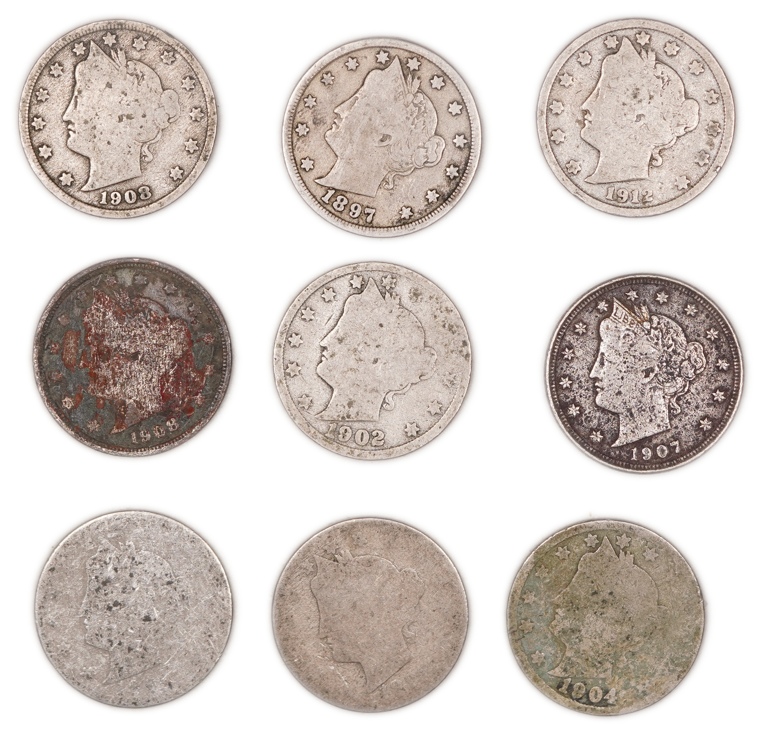 United States - Group of 25 Liberty Head “V Nickel” 5 Cent Coins, Various Dates - Copper-Nickel - 1 2