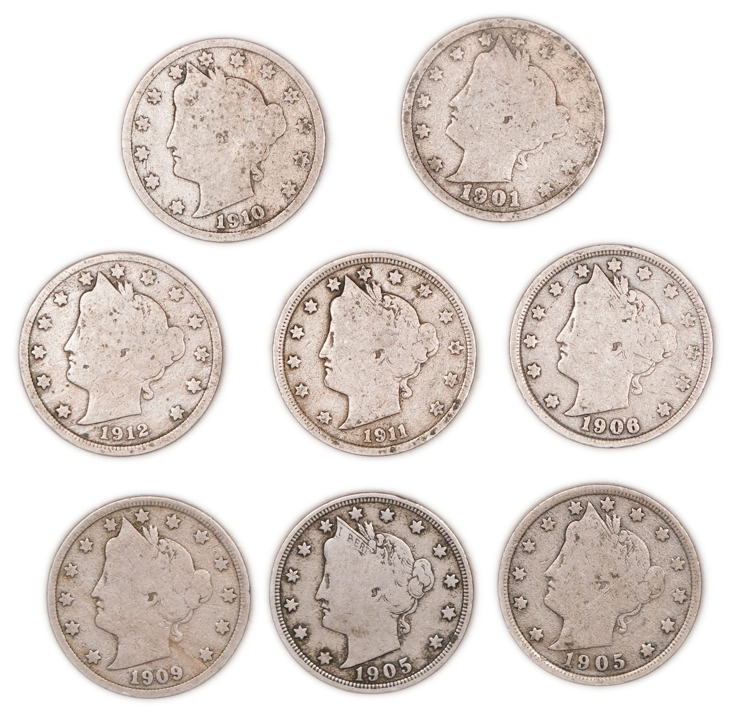 United States - Group of 25 Liberty Head “V Nickel” 5 Cent Coins, Various Dates - Copper-Nickel - 1 4