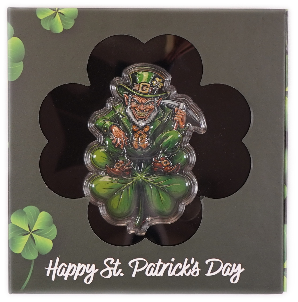 Bullion Bars - "Good Luck" Shaped Copper Bar - Leprechaun and Four-Leaf Clover - .999 Copper, 100g - 1 3