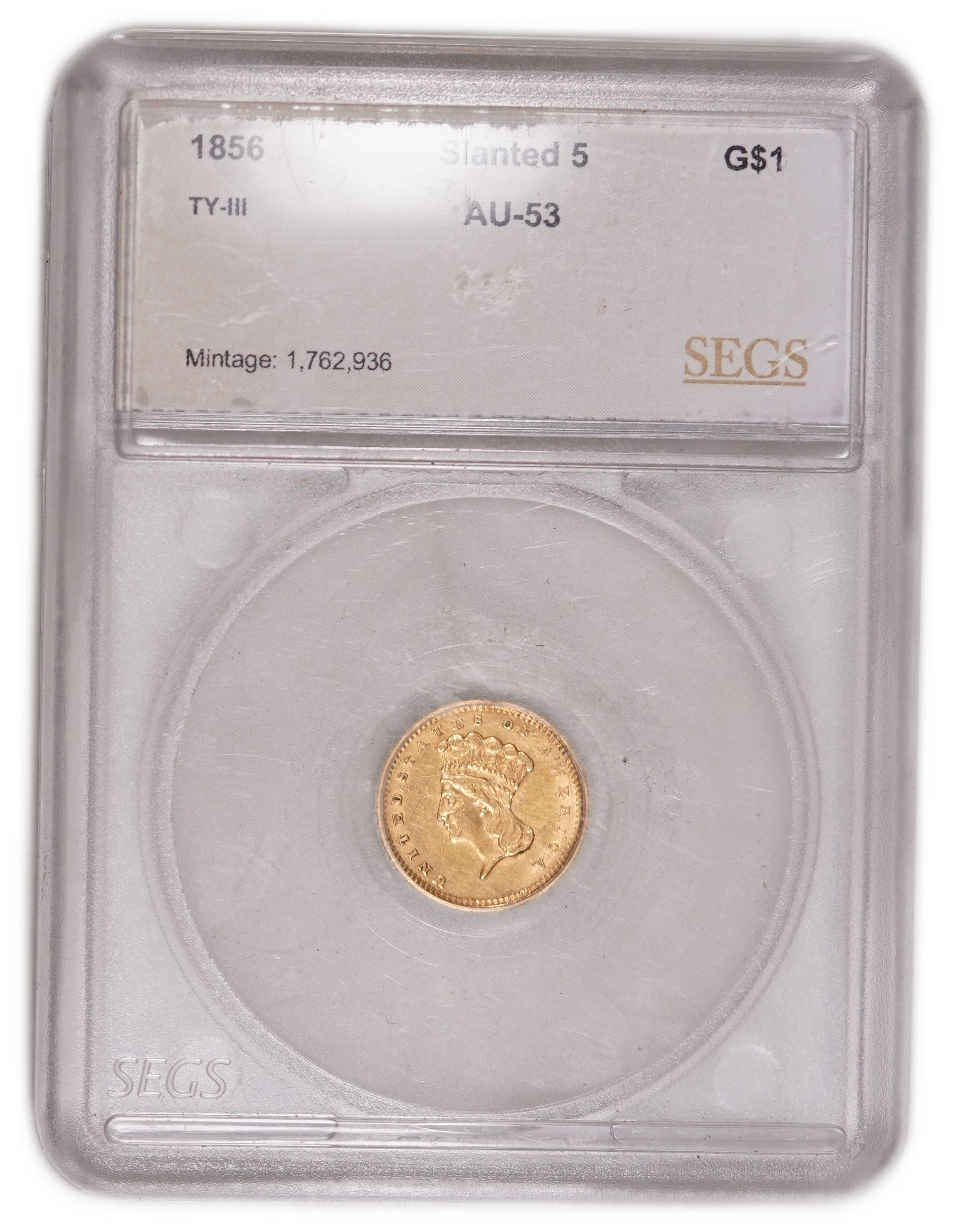 United States - 1856 Indian Princess Head Gold Dollar - Gold 900, 1.67 g (Approx. 1.50 g Pure Gold, Approx. 0.0484 ... - 1 2