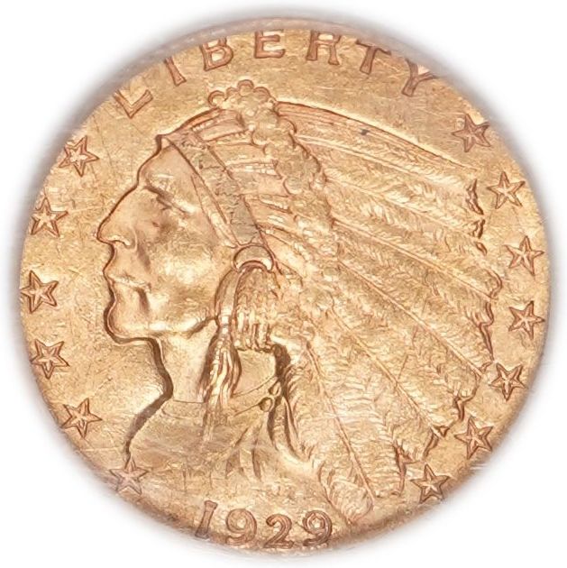 United States - 1929 Indian Head Quarter Eagle, $2.50 Gold Coin - Gold 900, 4.18 g (Approx. 3.76 g Pure Gold ... - 1 0