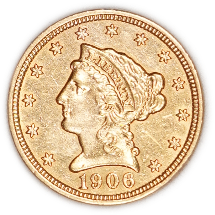 United States - 2½ Dollars 1906 - Liberty Head - Quarter Eagle - KM# 72 - Gold 900, 4.15g (approx. 3.74g pure gold ... - 1 0