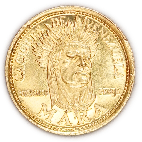 Venezuela - "Mara" Gold Token 1962 - Indian Chiefs of Venezuela - KMX# MB-124 - Gold 900, 1.45g (approx. 1.31g pure ... - 1 0