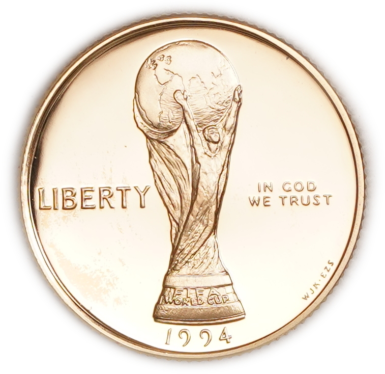 United States - 5 Dollars 1994 W - FIFA World Cup USA 94 - KM# 248 - Gold 900, 8.35g (approx. 7.52g pure gold ... - 1 0