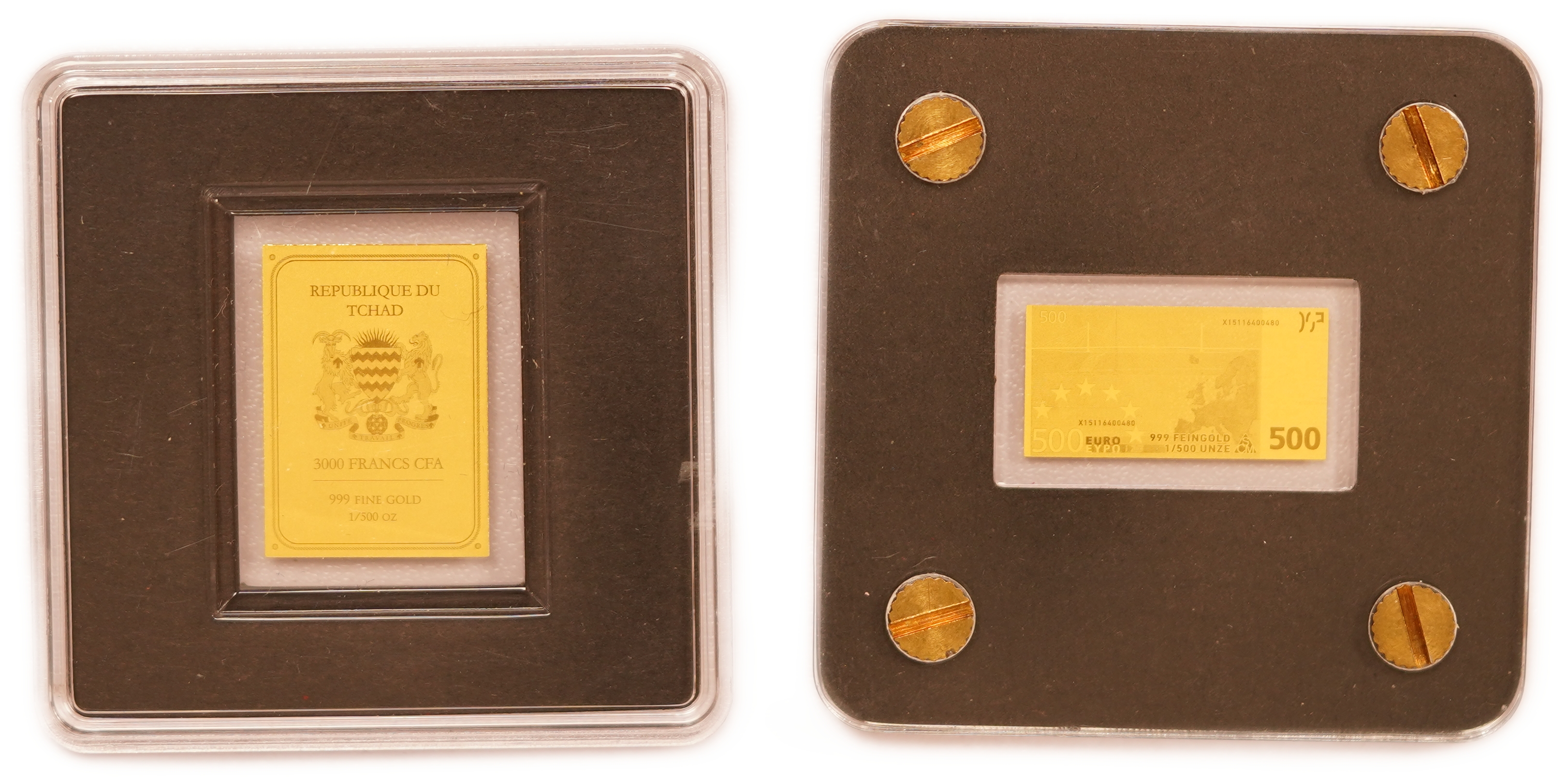 Gold Bars and Coins - Lot of 7 Miniature Gold Pieces with Various Themes - Gold 999, 1/500oz Each (approx. 0.44g ... - 1 9