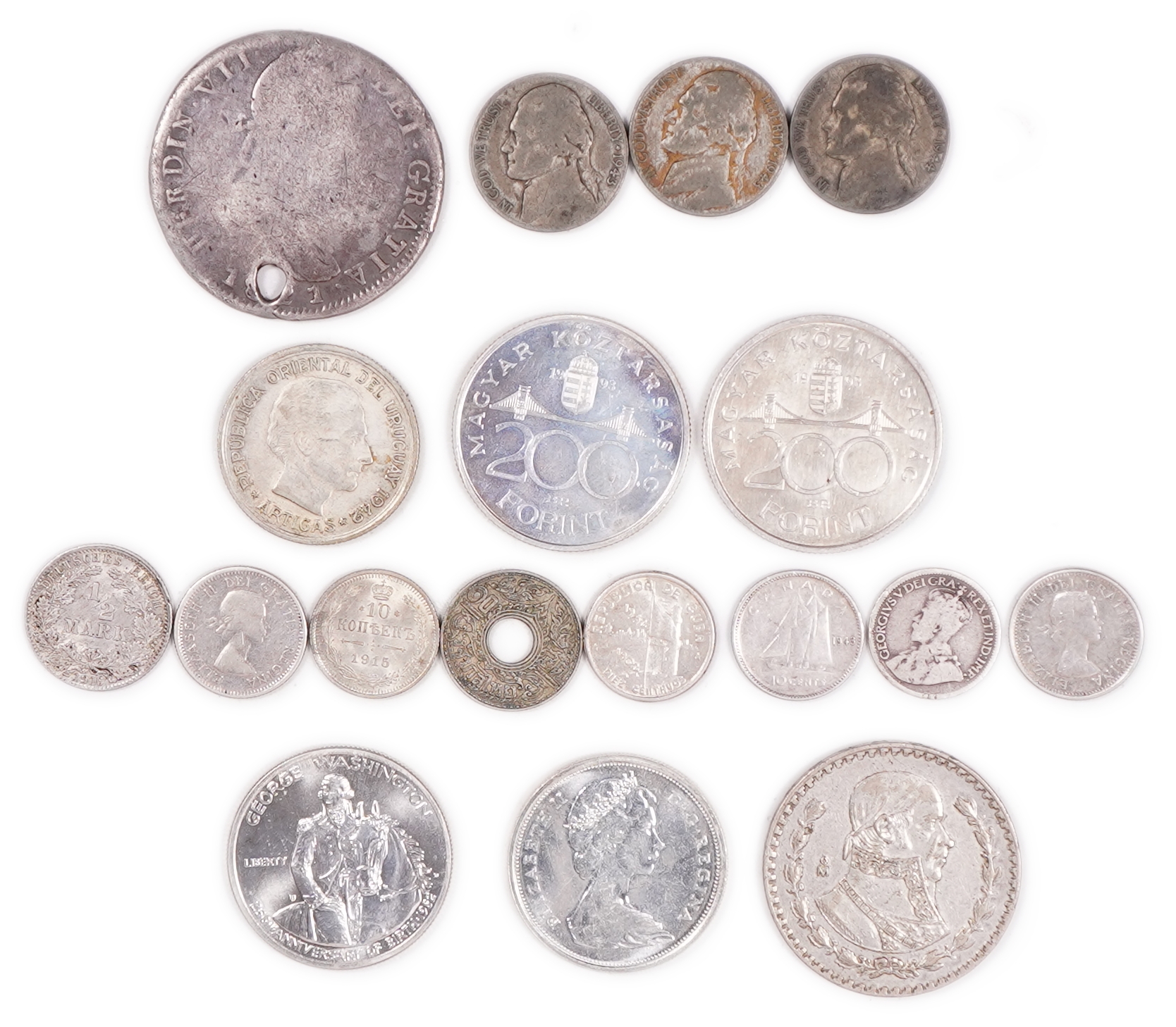World - Spain, USA, Canada, Uruguay, Hungary, Mexico and Others - Group of Silver Coins - Approx. 160g, Approx. ... - 1 0