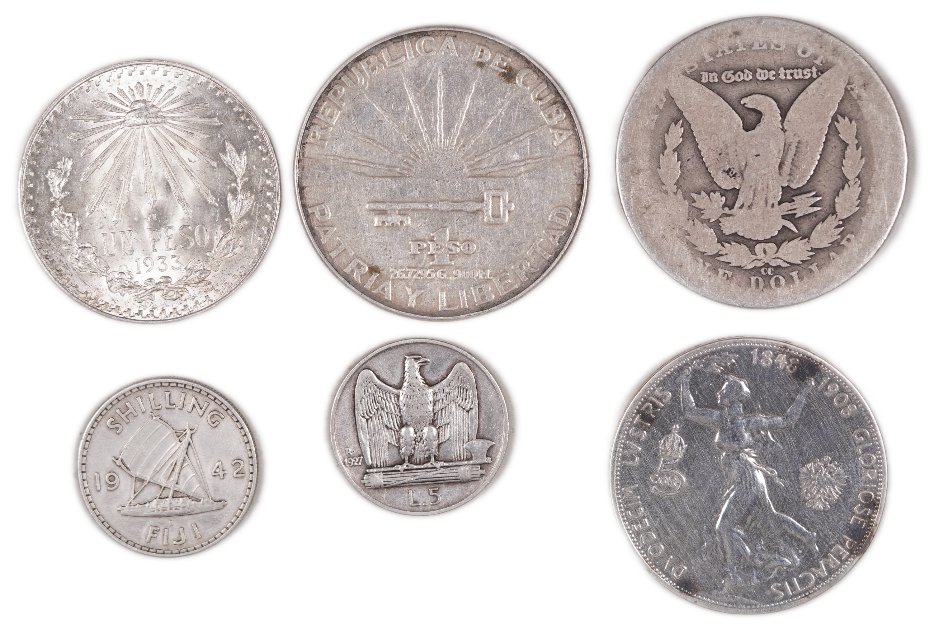 World Coins - Group of 51 Silver Coins from Various Countries, 19th and 20th Centuries - 458 g Total Weight - 1 3