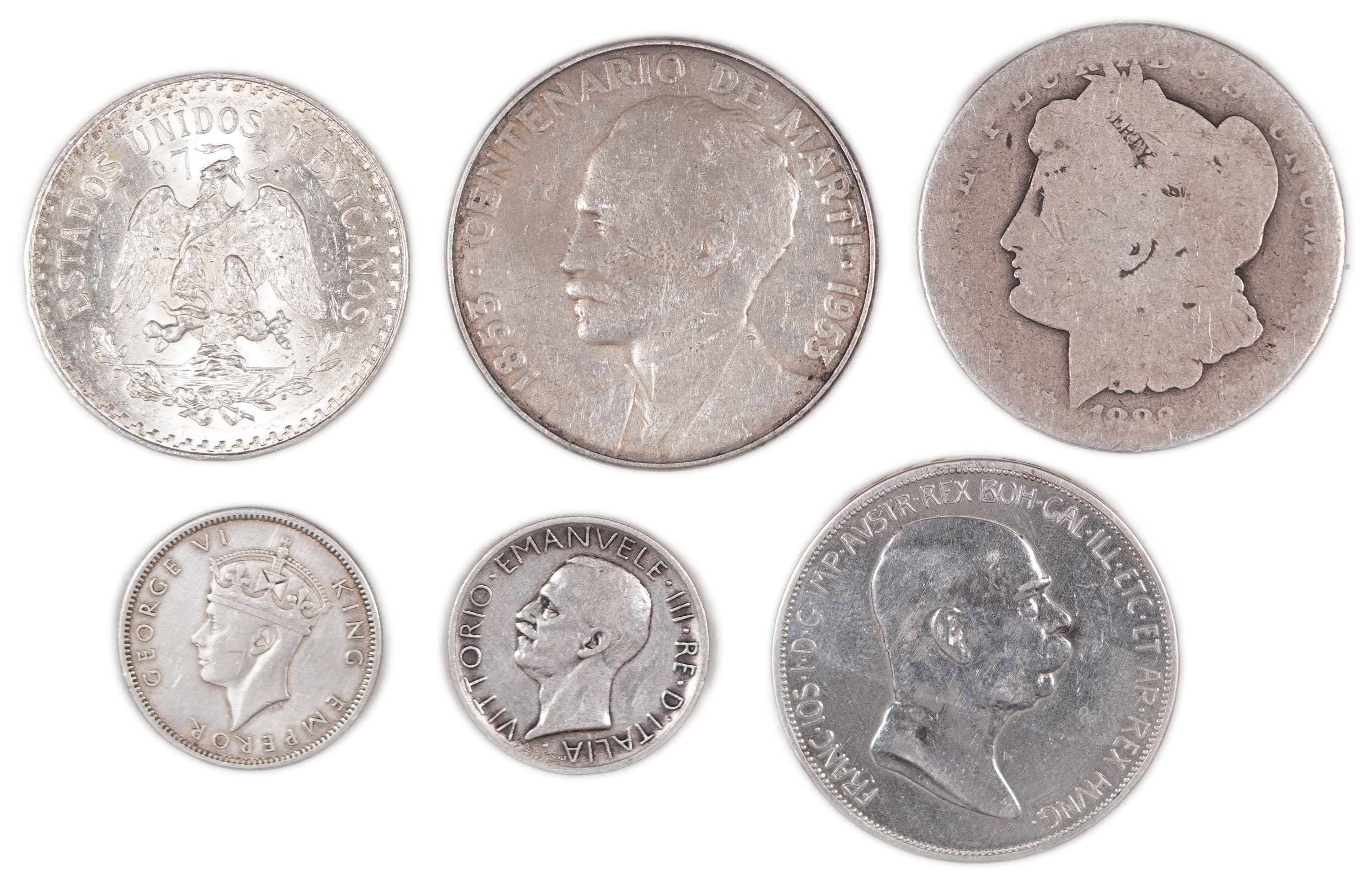 World Coins - Group of 51 Silver Coins from Various Countries, 19th and 20th Centuries - 458 g Total Weight - 1 2
