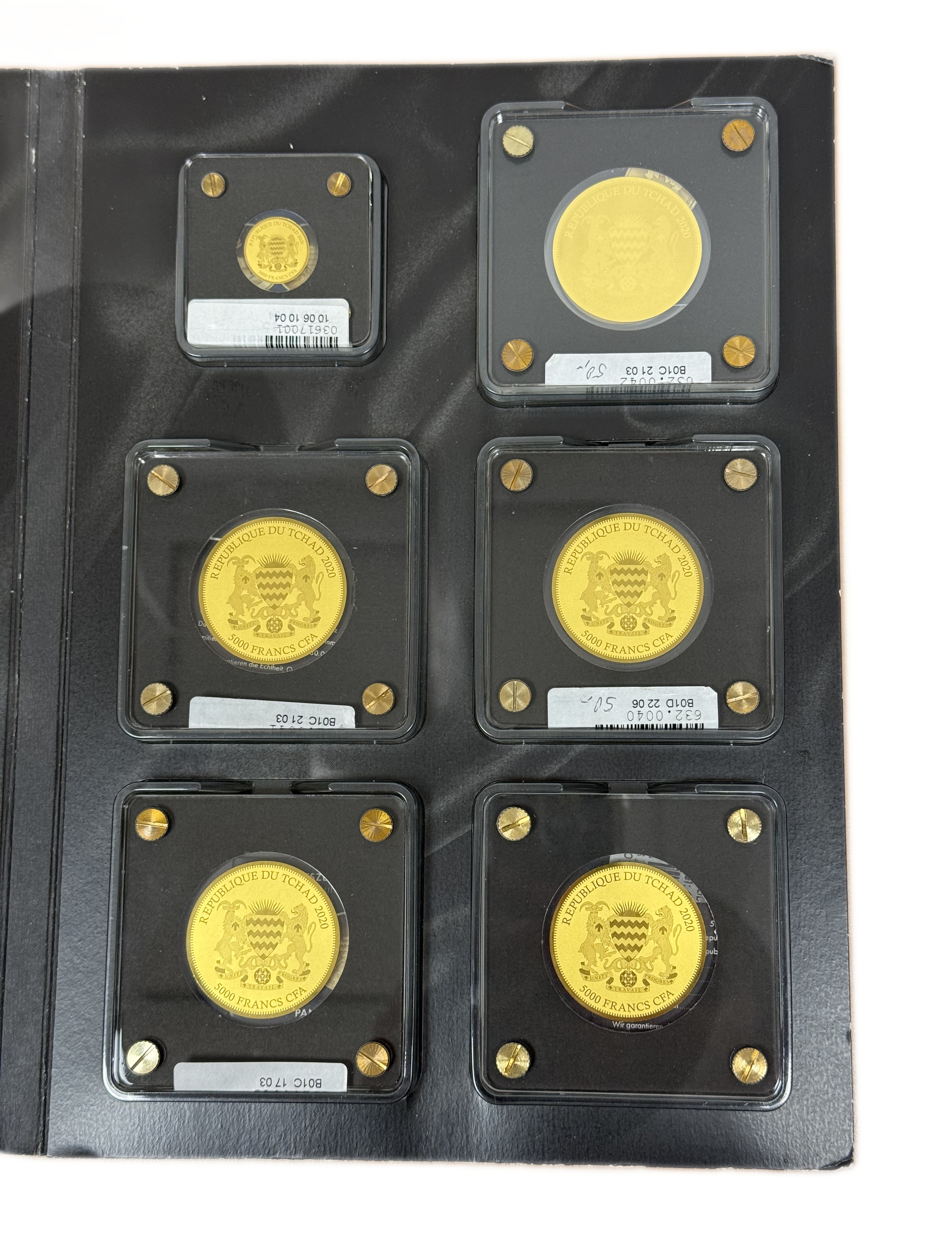 Chad - “Bullion Coins of the World” Series 2020 - 6 Gold .999 Coins - 5×5,000 CFA Francs and One 3,000 CFA Francs - ... - 1 2