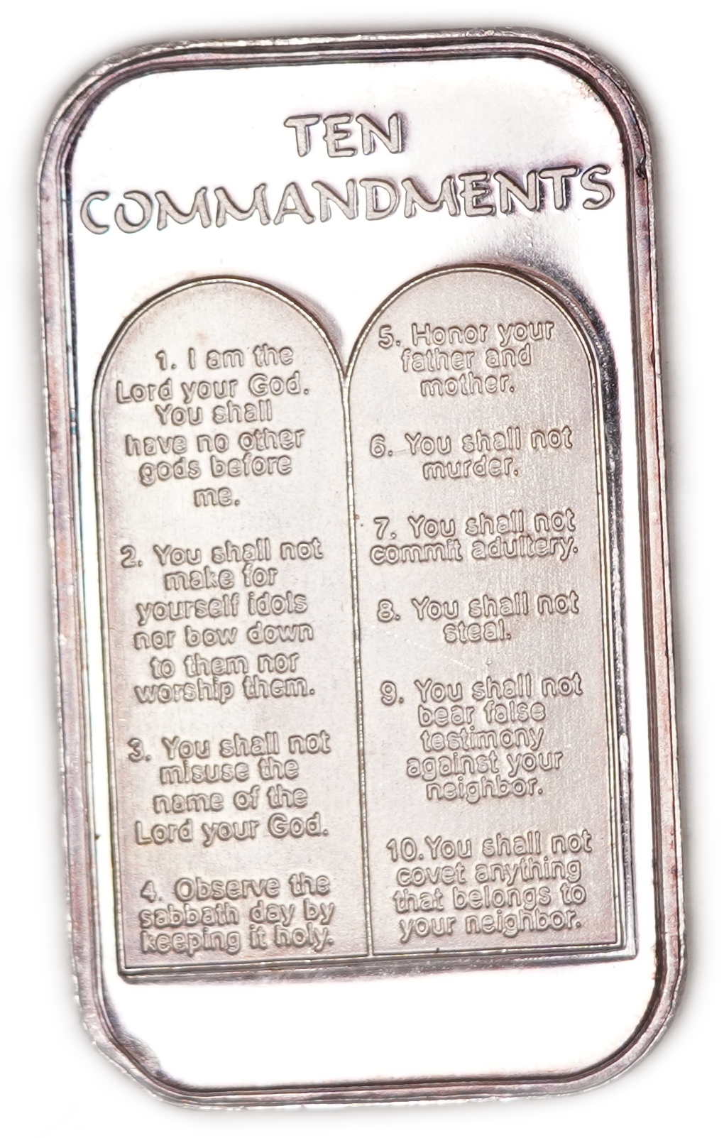 Silver Bars - Ten Commandments - Silver 999, 1oz (31.1g Pure Silver)