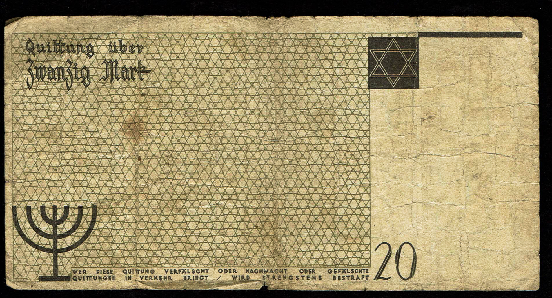 Holocaust and Camp Banknotes - Poland - Łódź Ghetto - 20 Mark 1940 - 1 1
