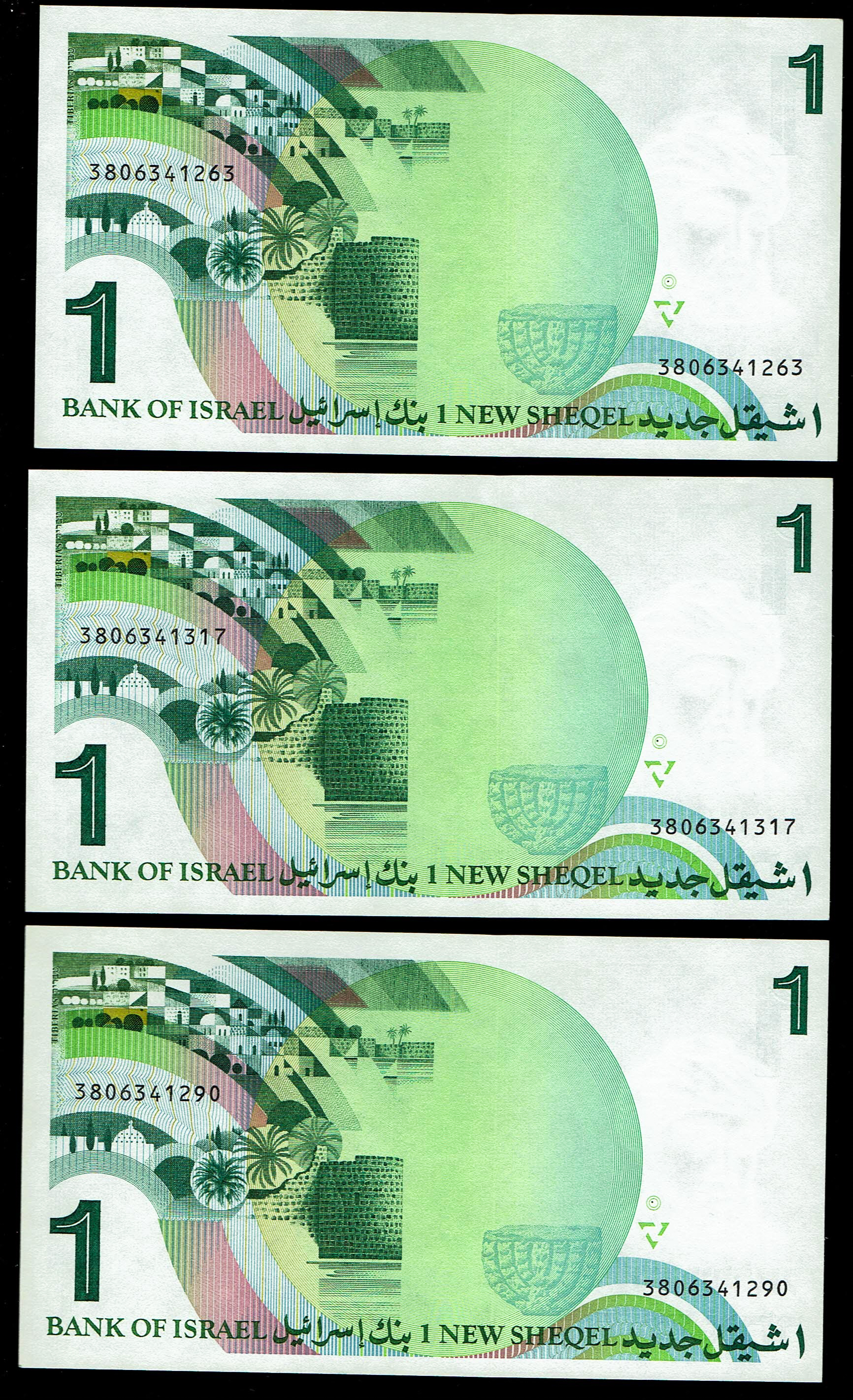 Israel - 20 Banknote Lot, 5 Sheqalim, 100 Sheqalim, 500 Sheqalim and 1 New Sheqel 1978-1986 - AU-Uncirculated - 1 4