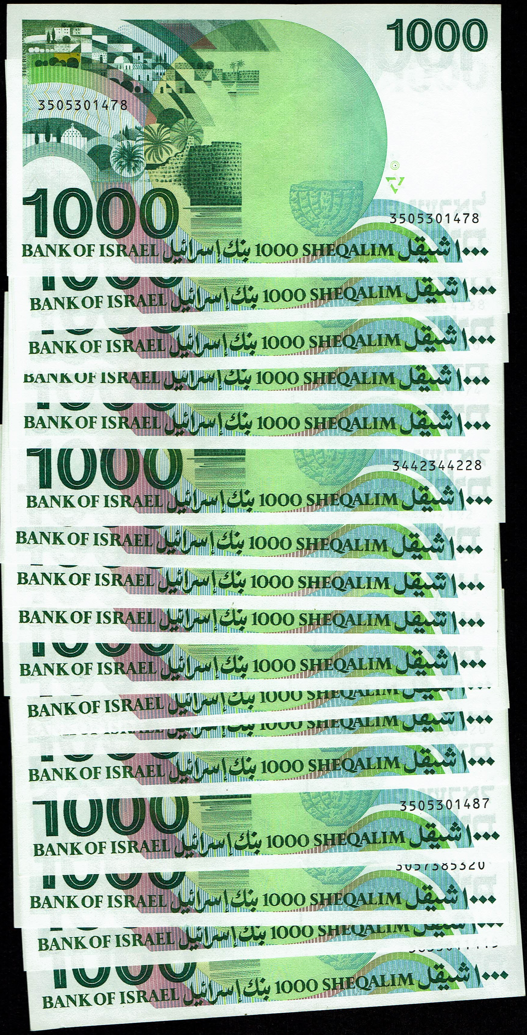 Israel - 17 of 1000 Sheqalim Banknote Lot 1983 - "Harav" - KM# 49 - Uncirculated - 1 6