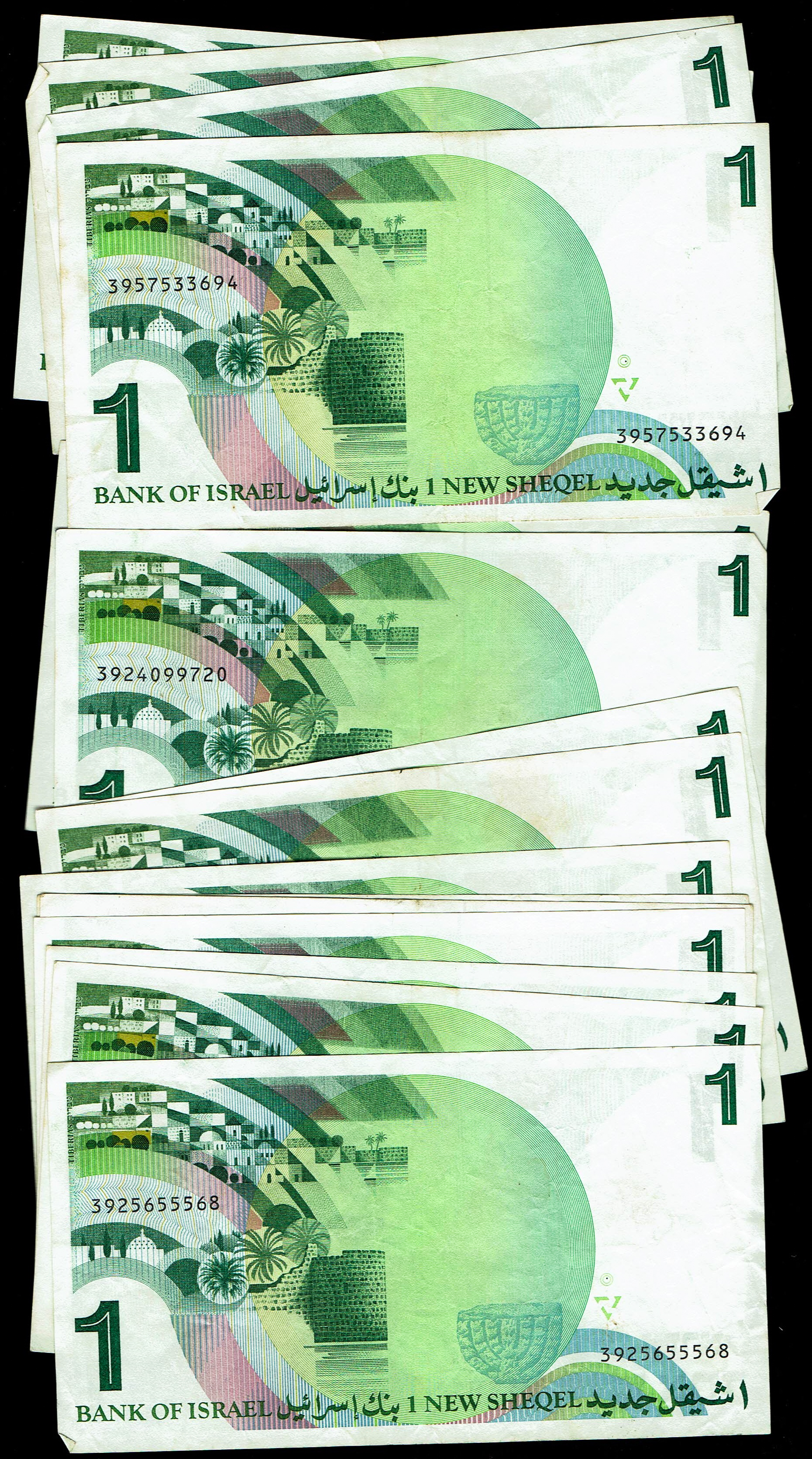 Israel - 64 of 1 New Sheqel Banknote Lot 1986 - KM# 51a - Fine-Very Fine - 1 8