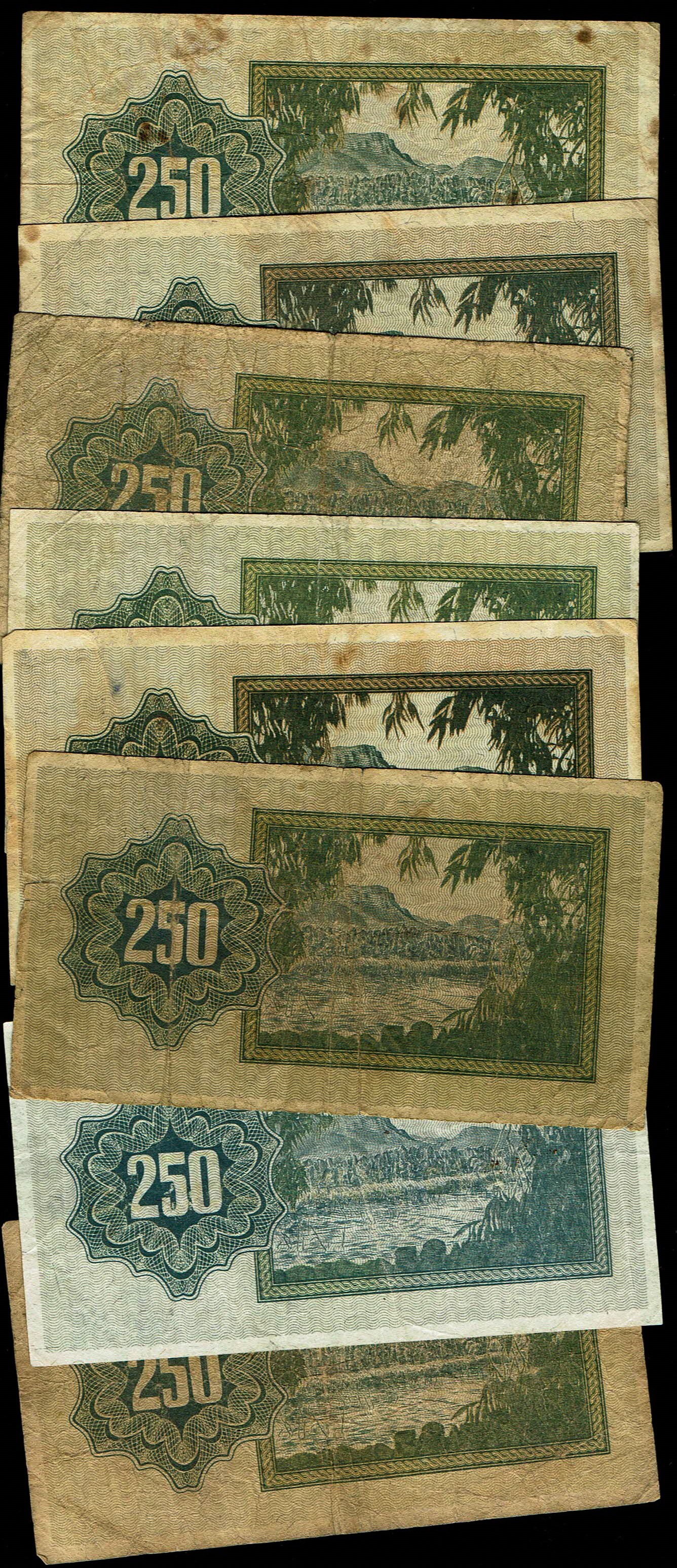 Israel - Lot of 8 Banknotes 250 Pruta 1953 - "Menorah on Left" - Very Good - Very Fine - 1 1