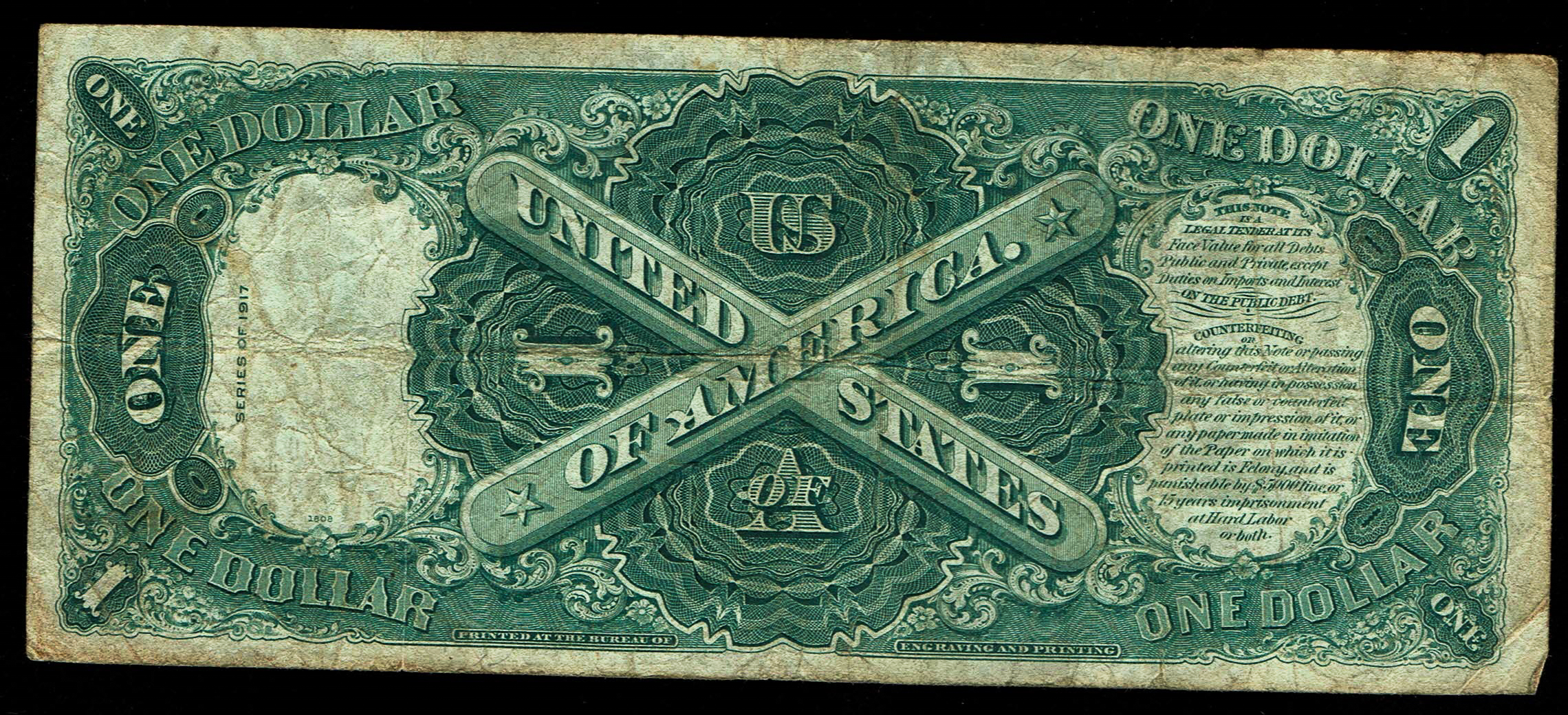 United States - 1 Dollar 1917 - Legal Tender Note, Red Seal - Elliott-Burke Signatures - 1 1