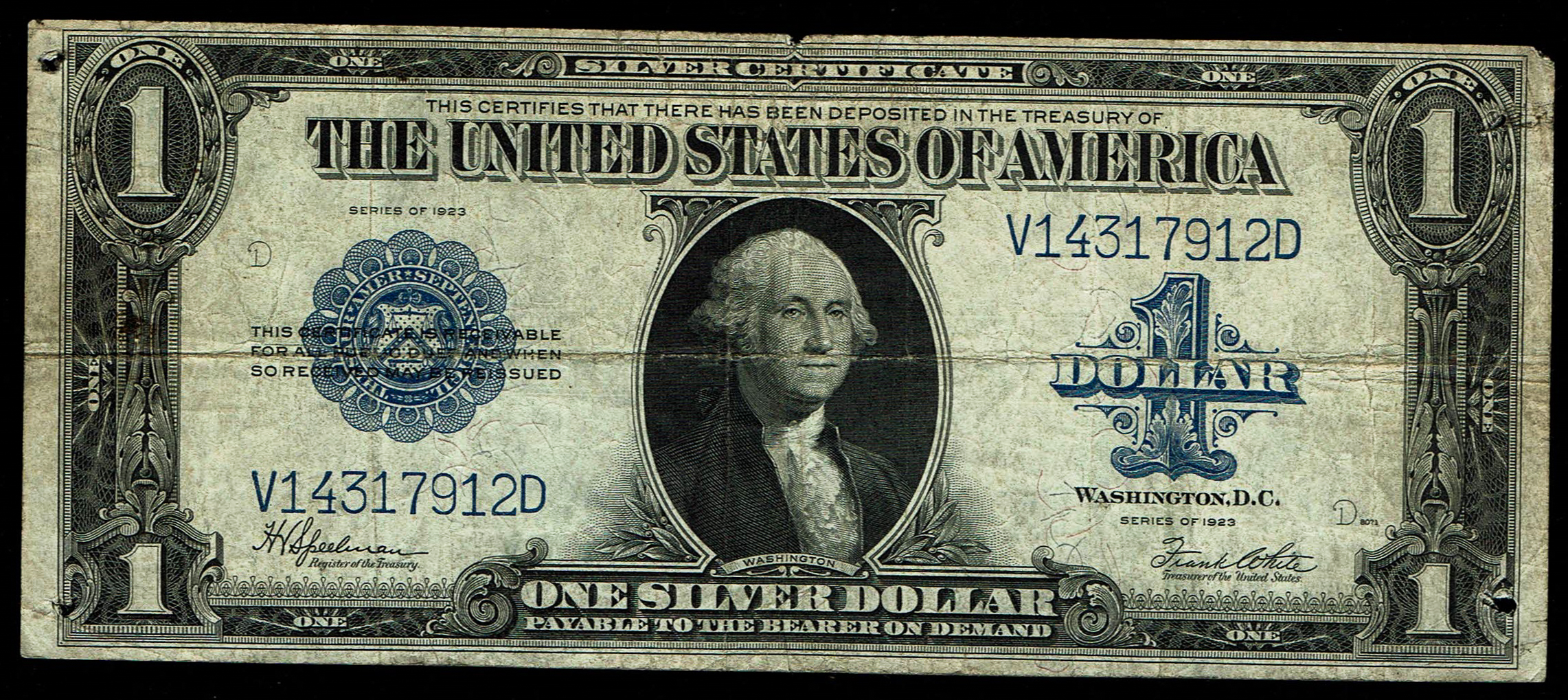 United States - 1 Dollar 1923 - Silver Certificate, Blue Seal - Speelman-White Signatures - Friedberg 237 - 1 0
