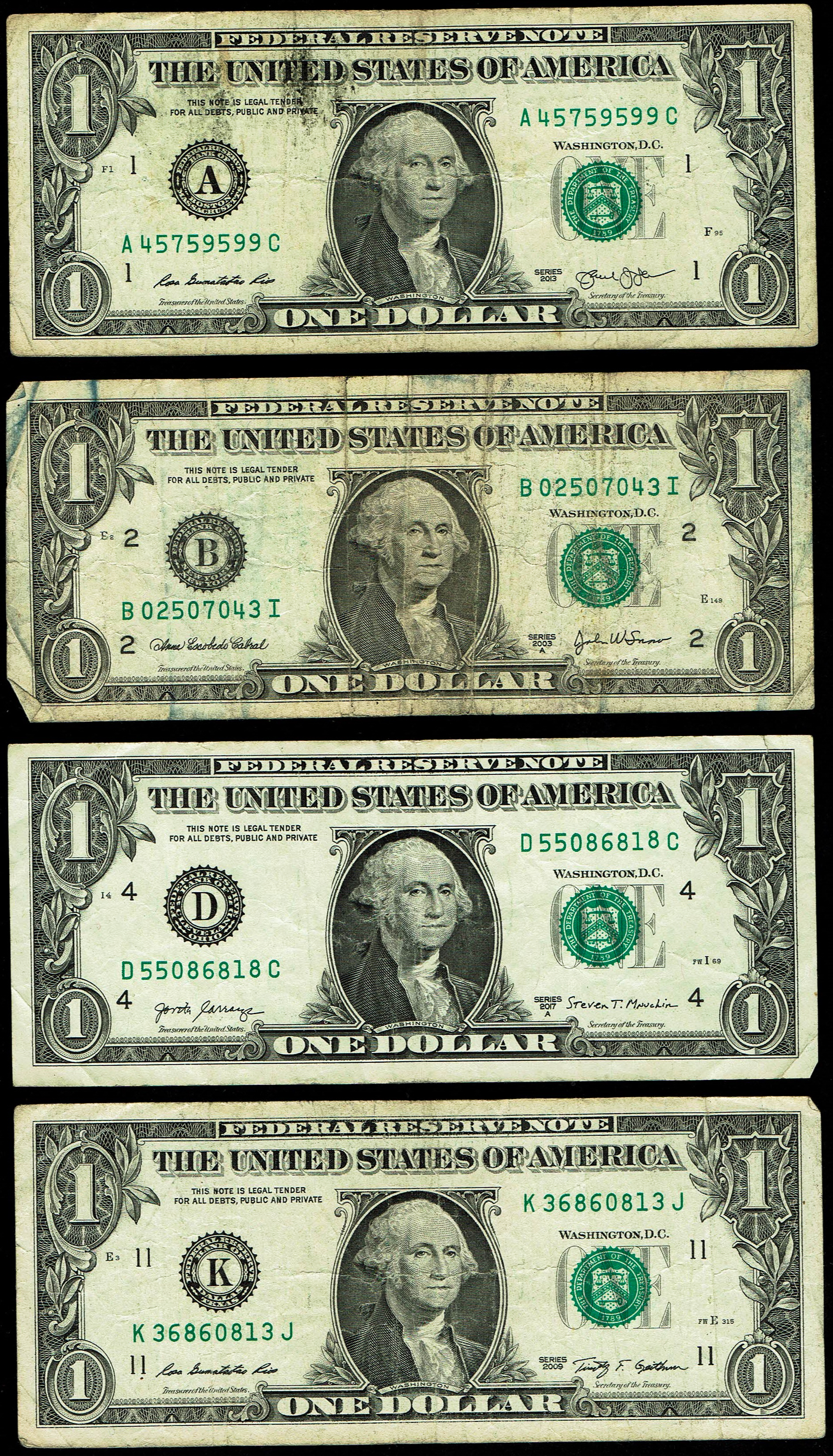 United States - Lot of 27 1 Dollar Banknotes - Various Conditions - 1 7
