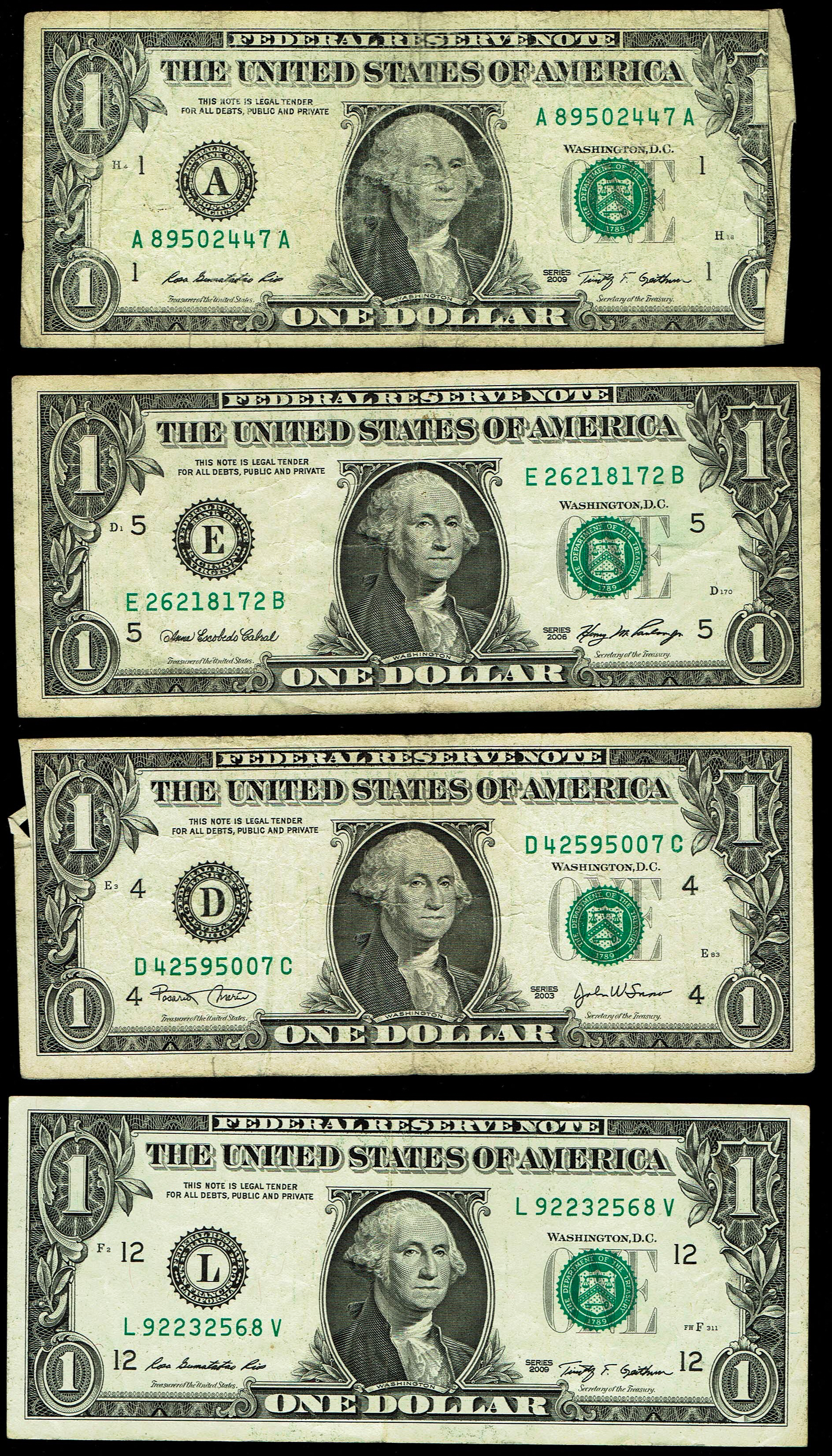 United States - Lot of 27 1 Dollar Banknotes - Various Conditions - 1 13