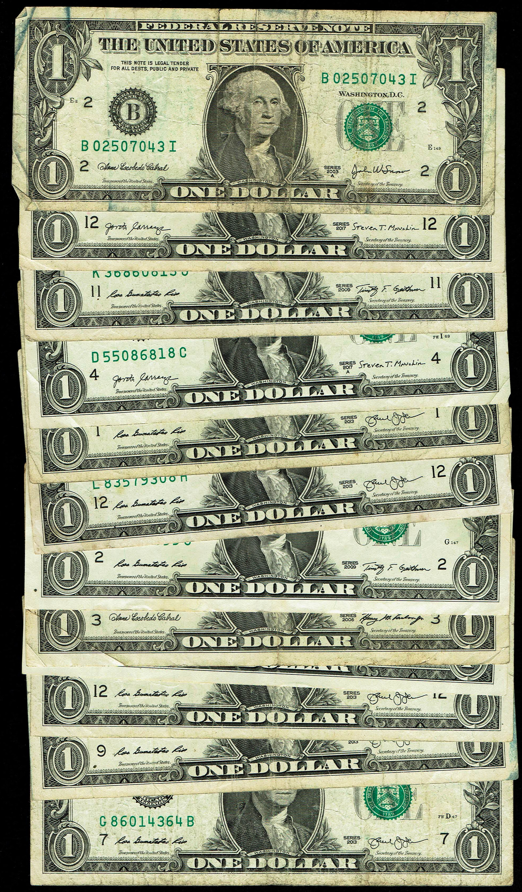 United States - Lot of 27 1 Dollar Banknotes - Various Conditions - 1 5