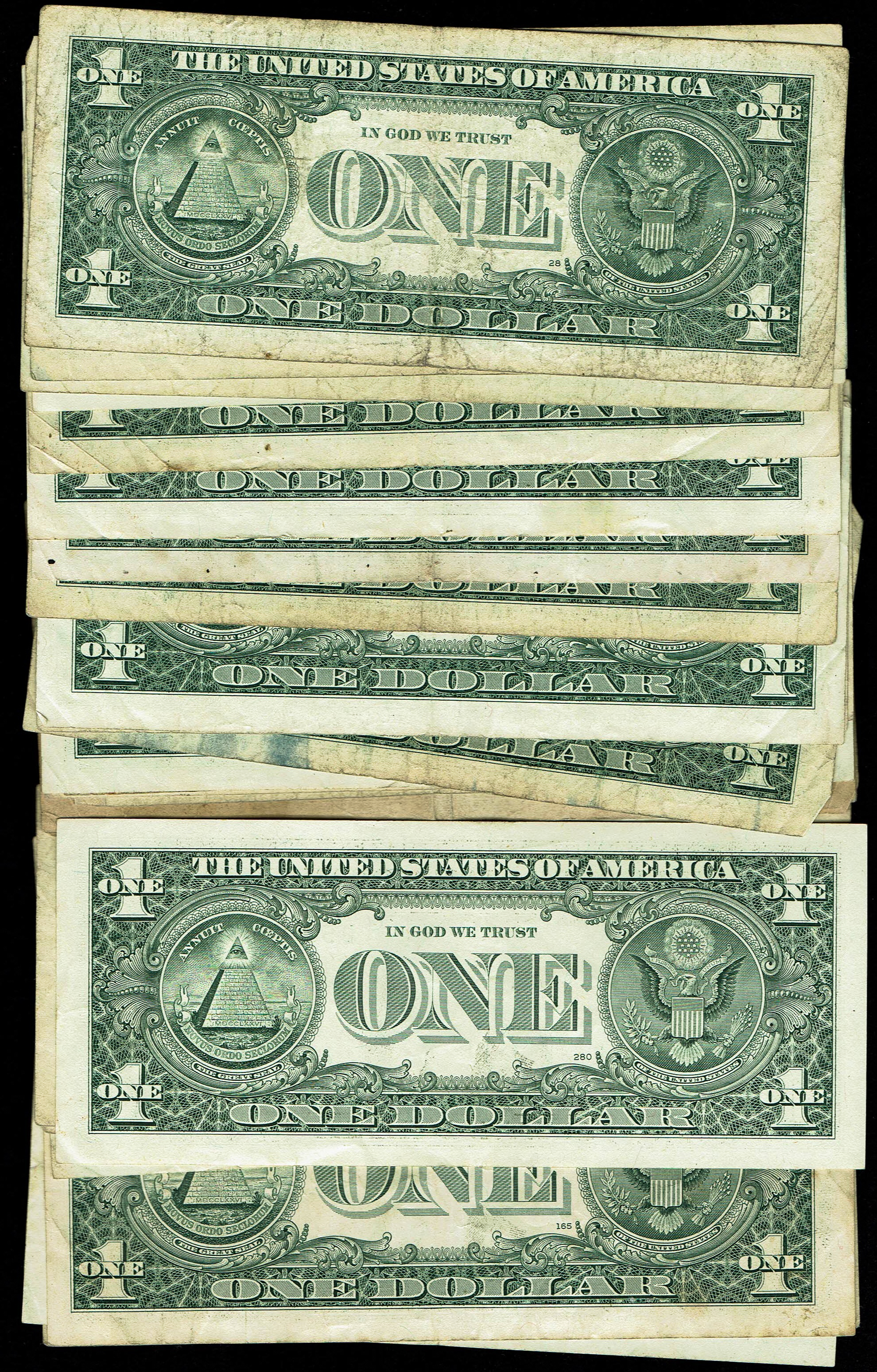 United States - Lot of 27 1 Dollar Banknotes - Various Conditions - 1 2