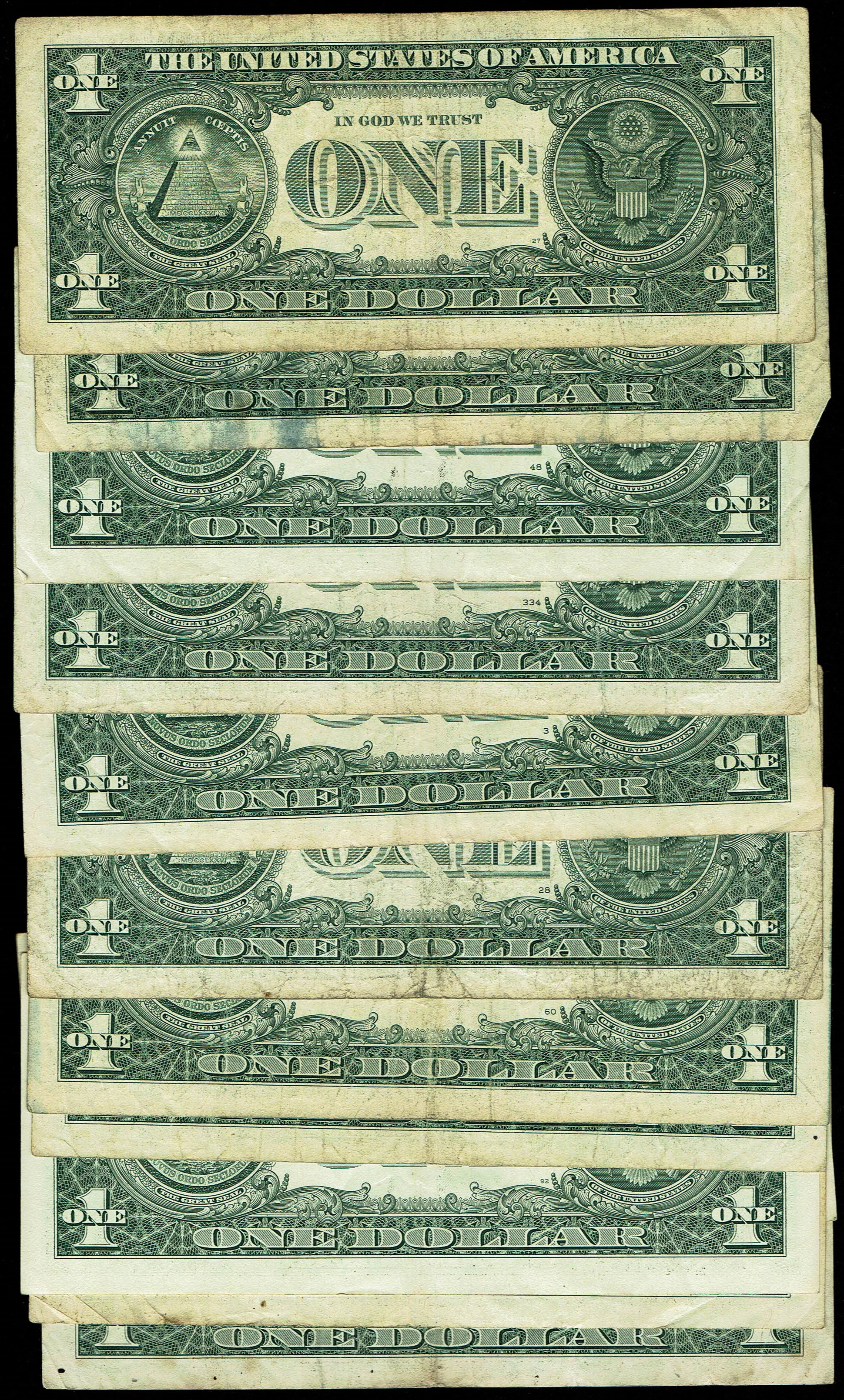 United States - Lot of 27 1 Dollar Banknotes - Various Conditions - 1 6
