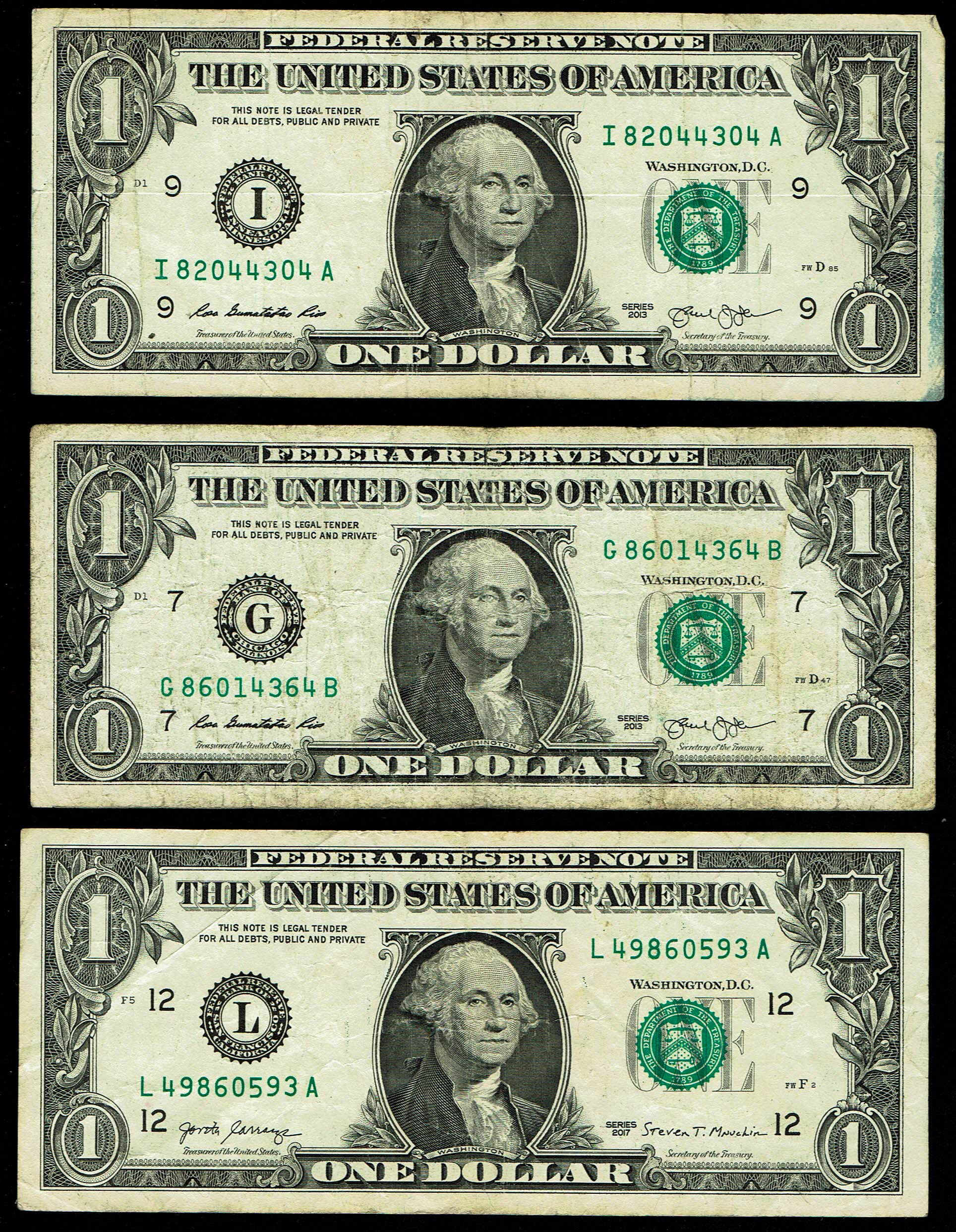 United States - Lot of 27 1 Dollar Banknotes - Various Conditions - 1 19