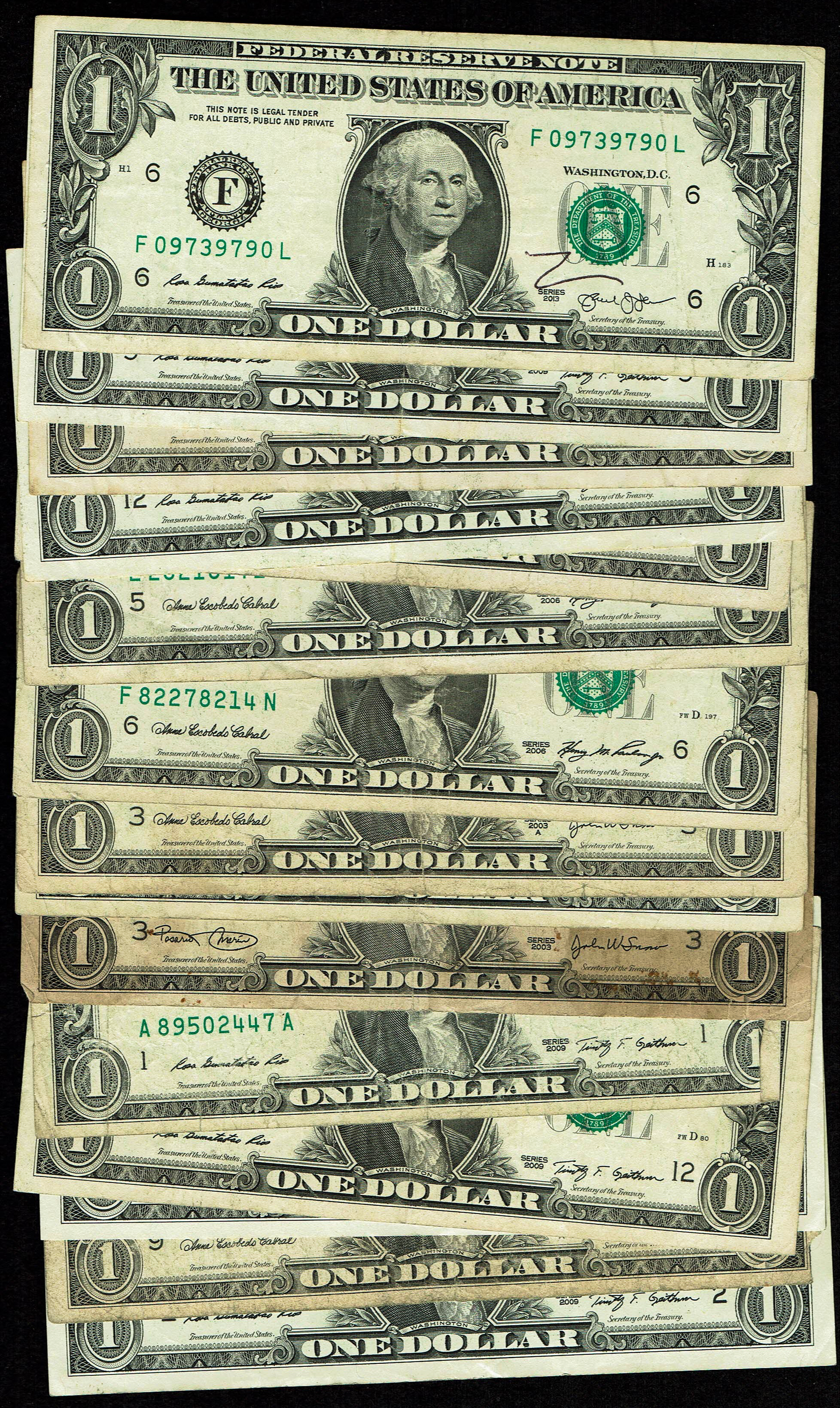 United States - Lot of 27 1 Dollar Banknotes - Various Conditions - 1 3