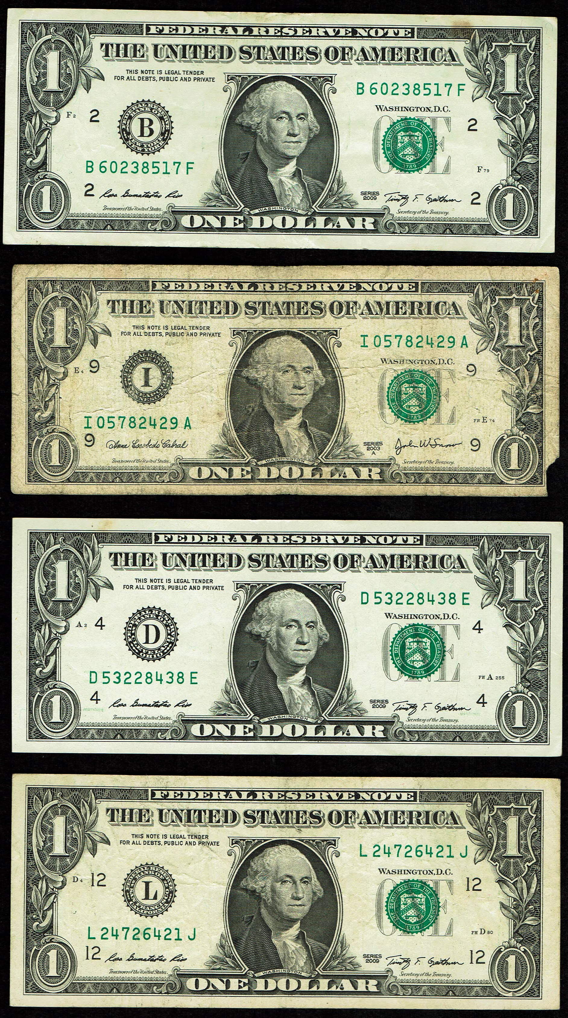 United States - Lot of 27 1 Dollar Banknotes - Various Conditions - 1 9