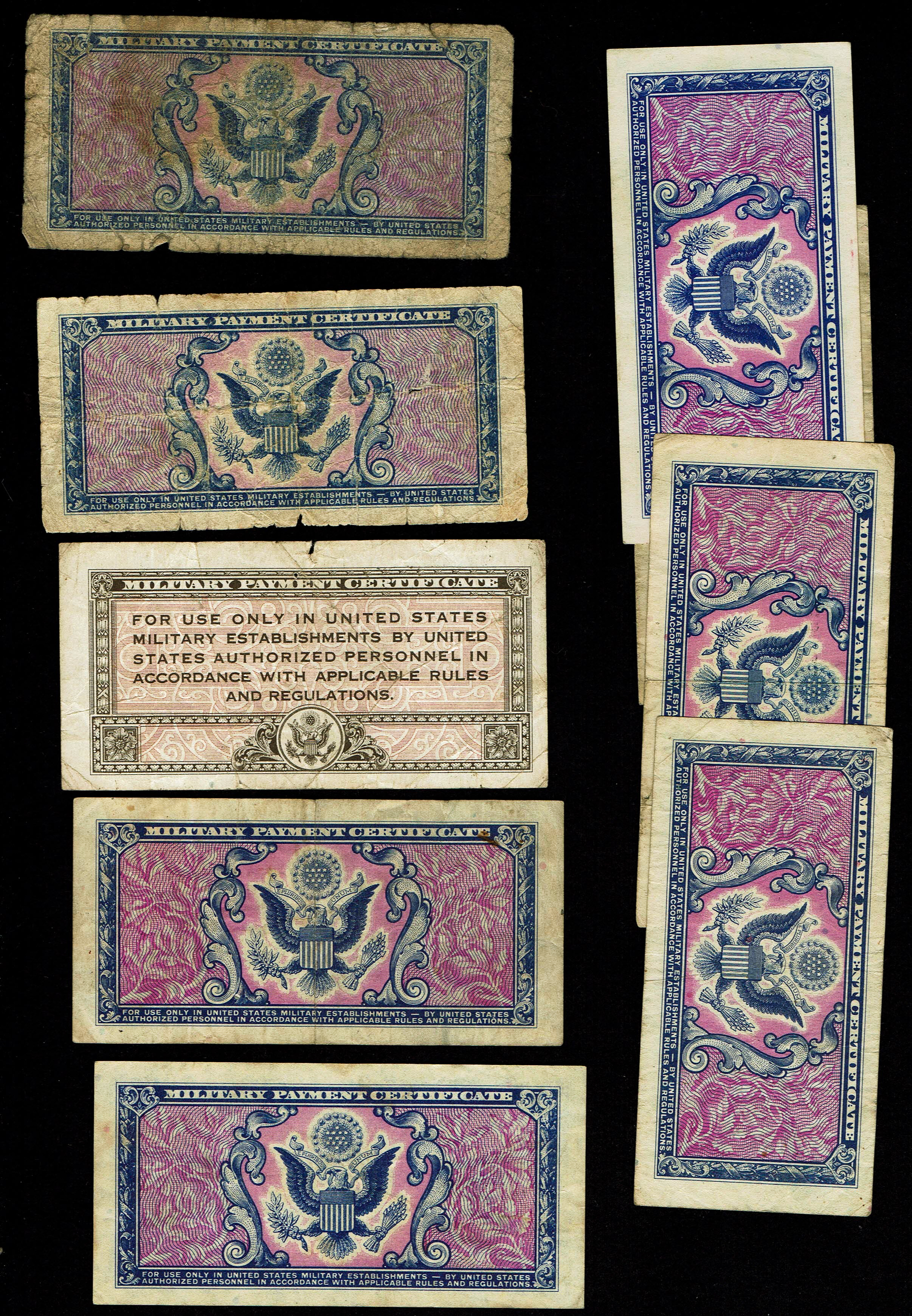 World - Lot of 23 United States Military Payment Certificate Notes - Series 461, 471 and 481 - 5 Cents to 1 Dollar ... - 1 6