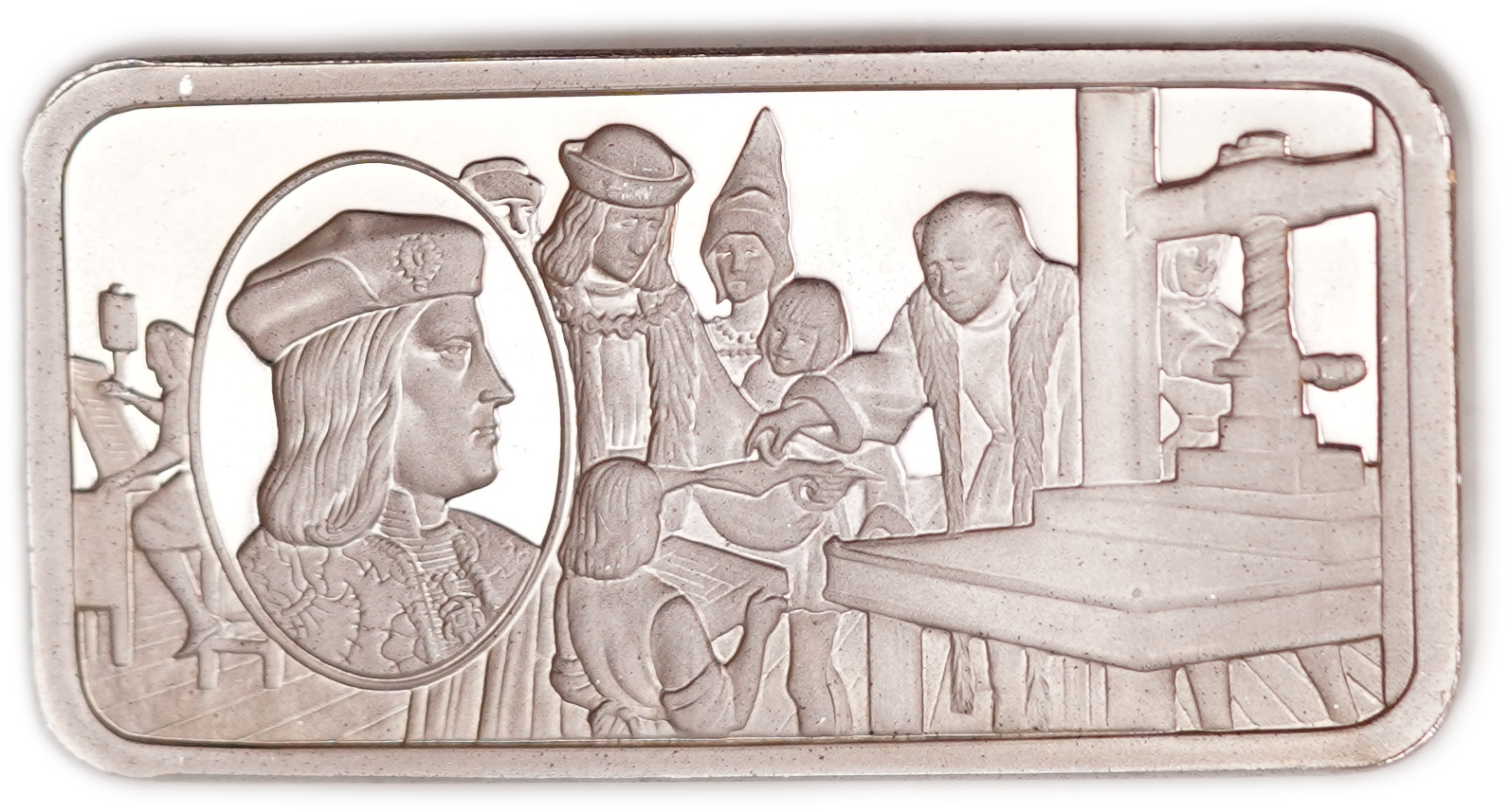Great Britain - Sterling Silver Ingot “Edward IV - Caxton Introduces the Art of Printing to the King” - 1,000 Years ... - 1 0