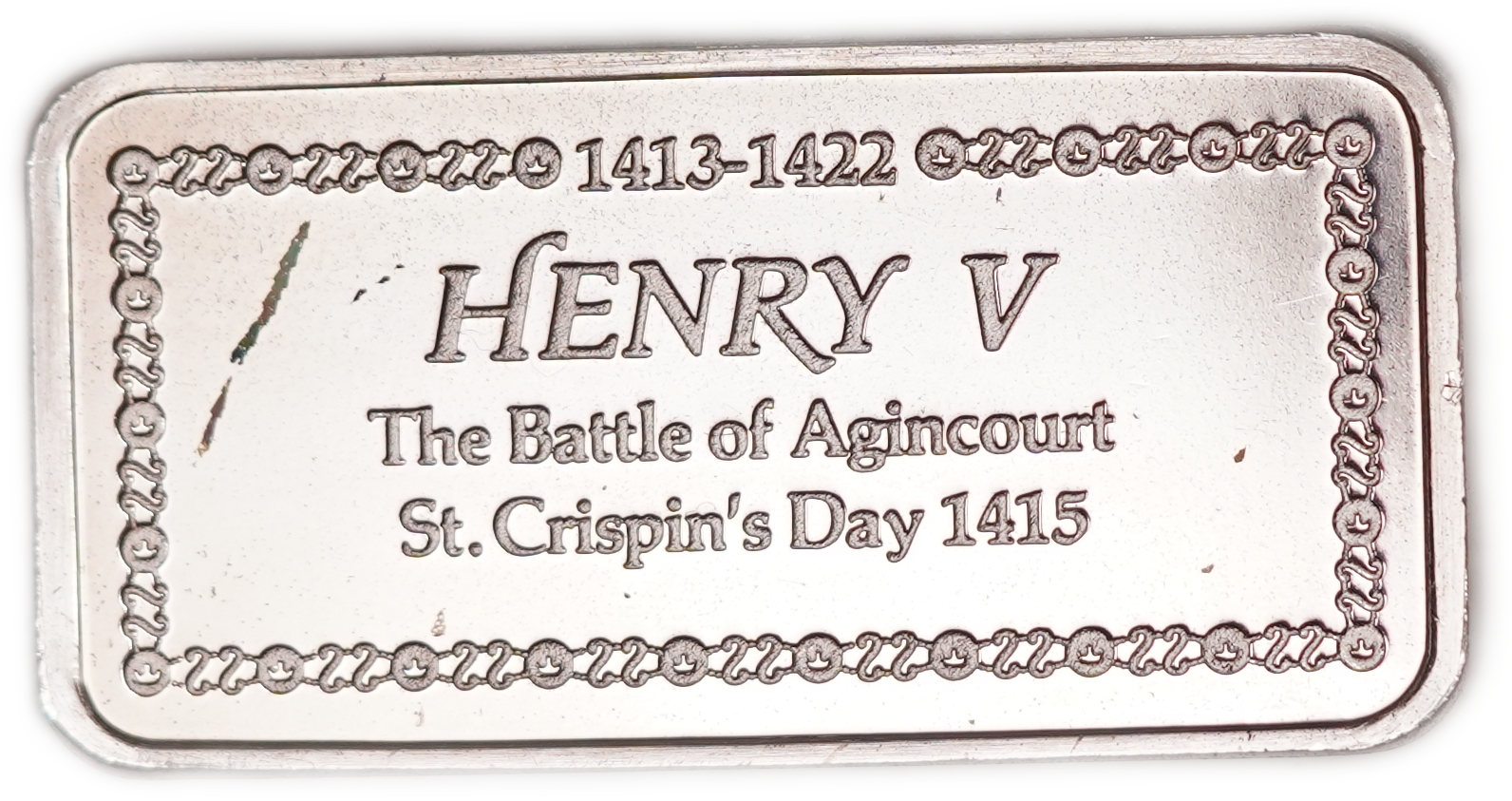 Great Britain - Sterling Silver Ingot “Henry V - The Battle of Agincourt - St. Crispin’s Day 1415” - 1,000 Years of ... - 1 1
