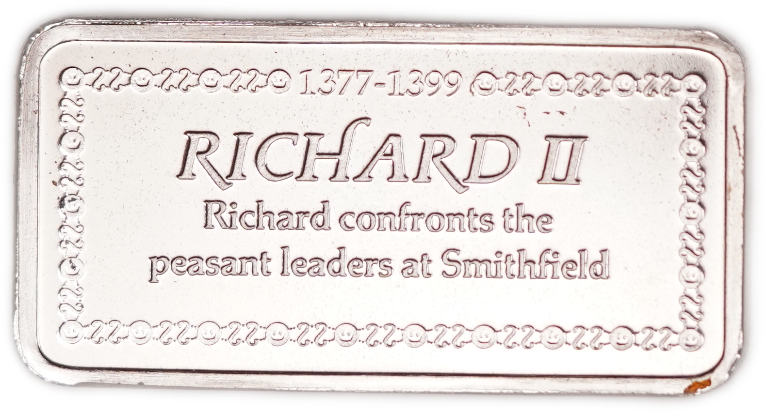 Great Britain - Sterling Silver Ingot “Richard II - Richard Confronts the Peasant Leaders at Smithfield” - 1,000 ... - 1 1